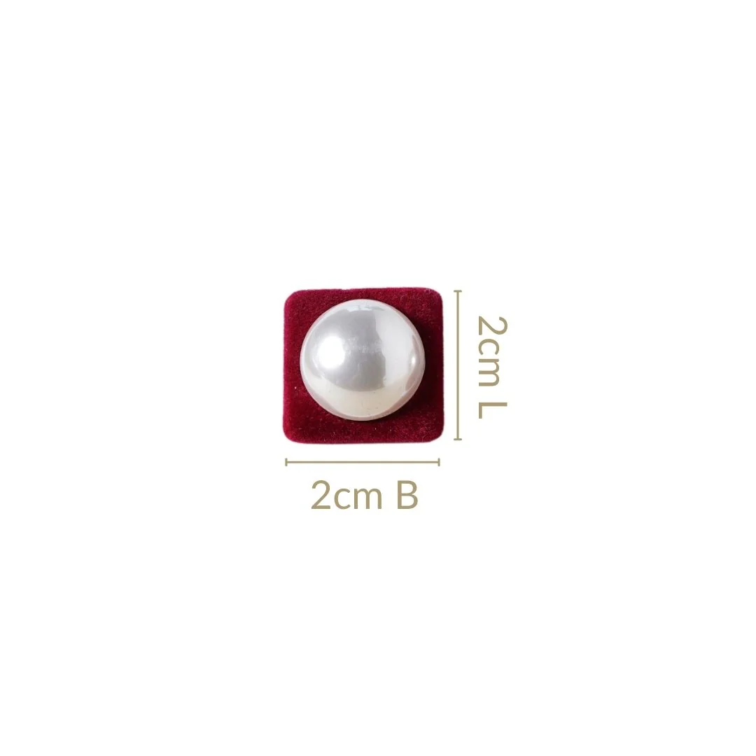 Maroon Velvet Pearl Square Studs - Image 3