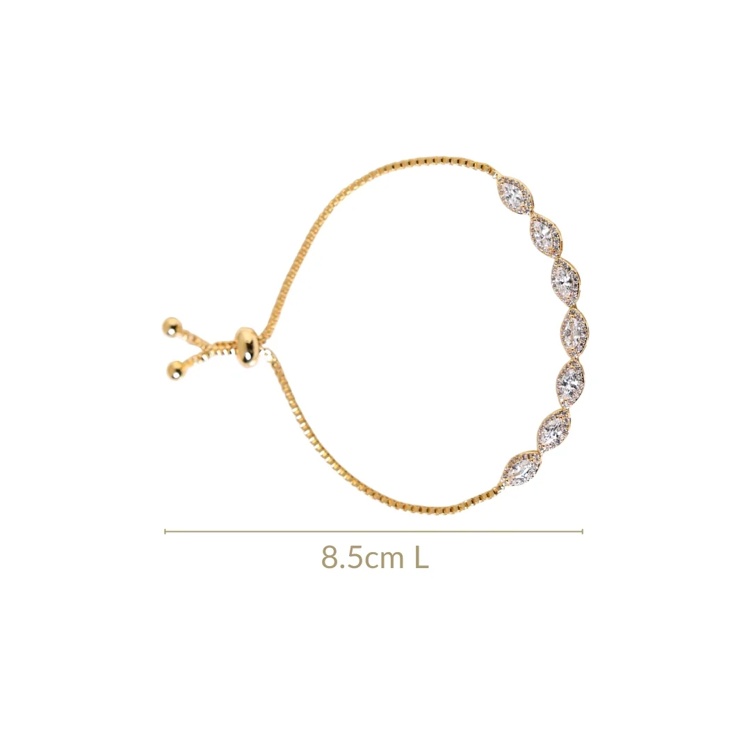 Marquise Cut Charm Gold Bracelet - Image 3