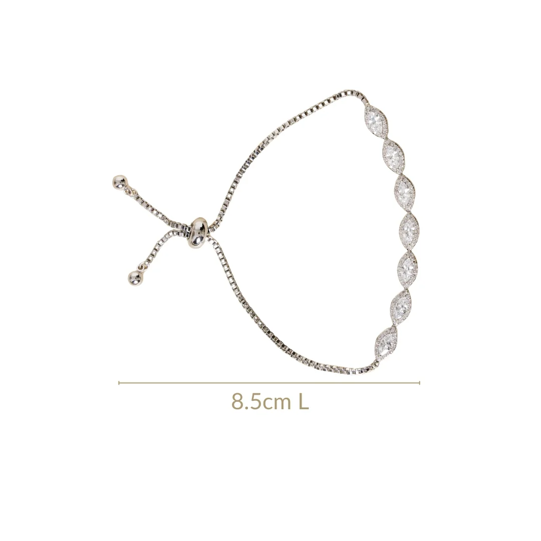 Marquise Cut Charm Silver Bracelet - Image 3