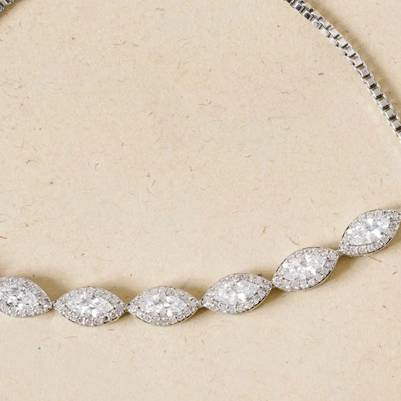 Marquise Cut Charm Silver Bracelet - Image 5