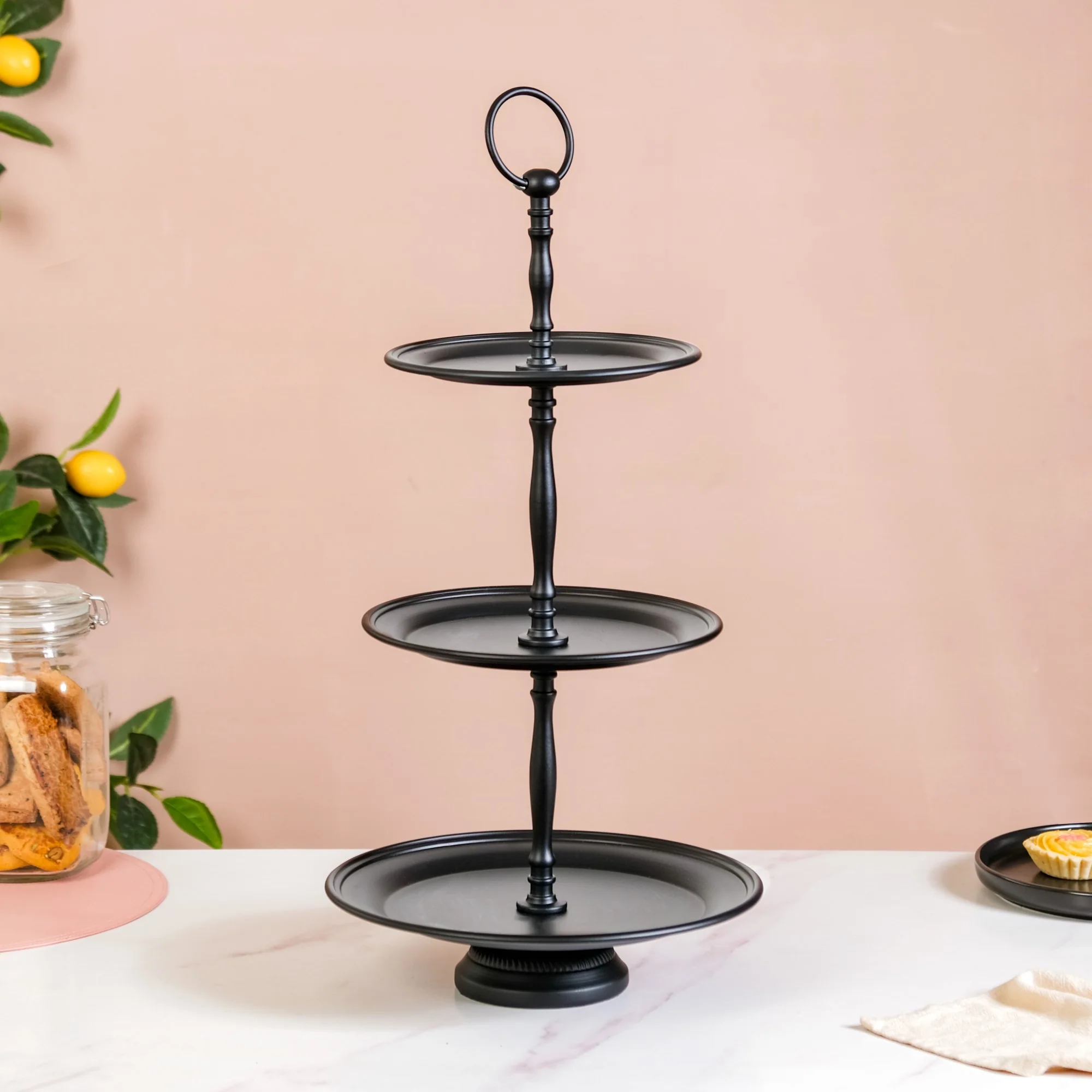 Matte Black 3 Tiered Cake Stand - Image 4