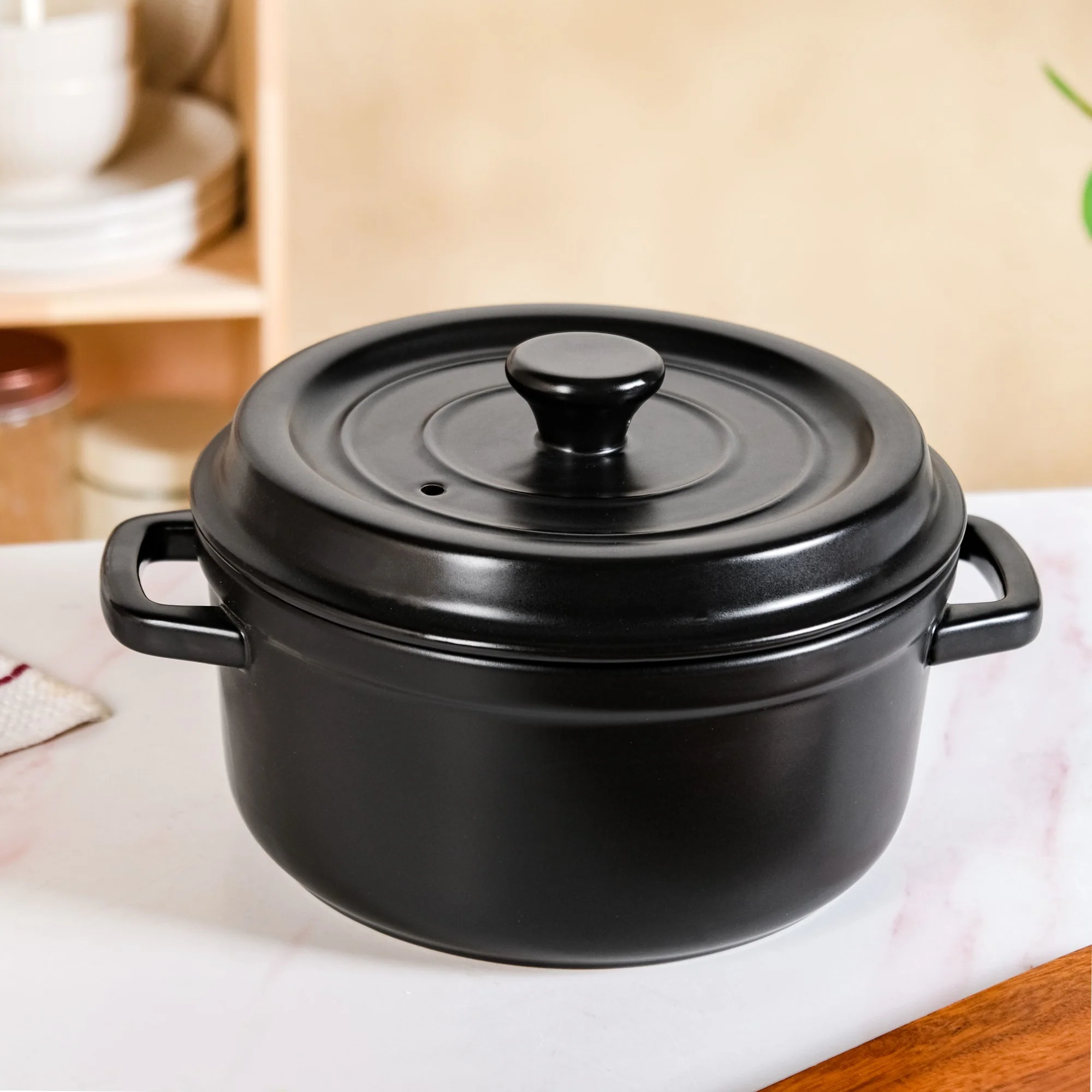 Matte Black Ceramic Cocotte Cooking Pot 4200ml - Image 5