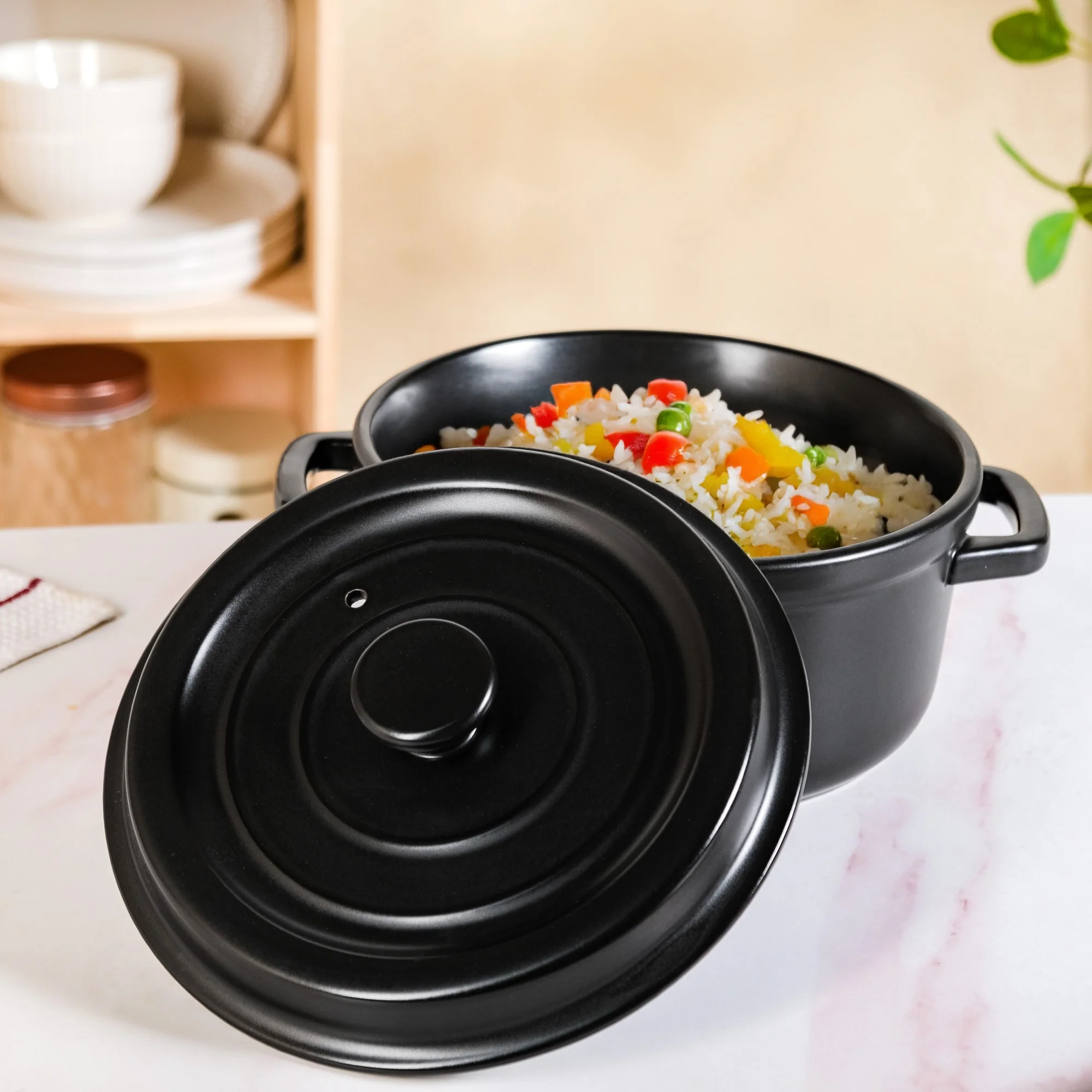 Matte Black Ceramic Cocotte Cooking Pot 4200ml - Image 9