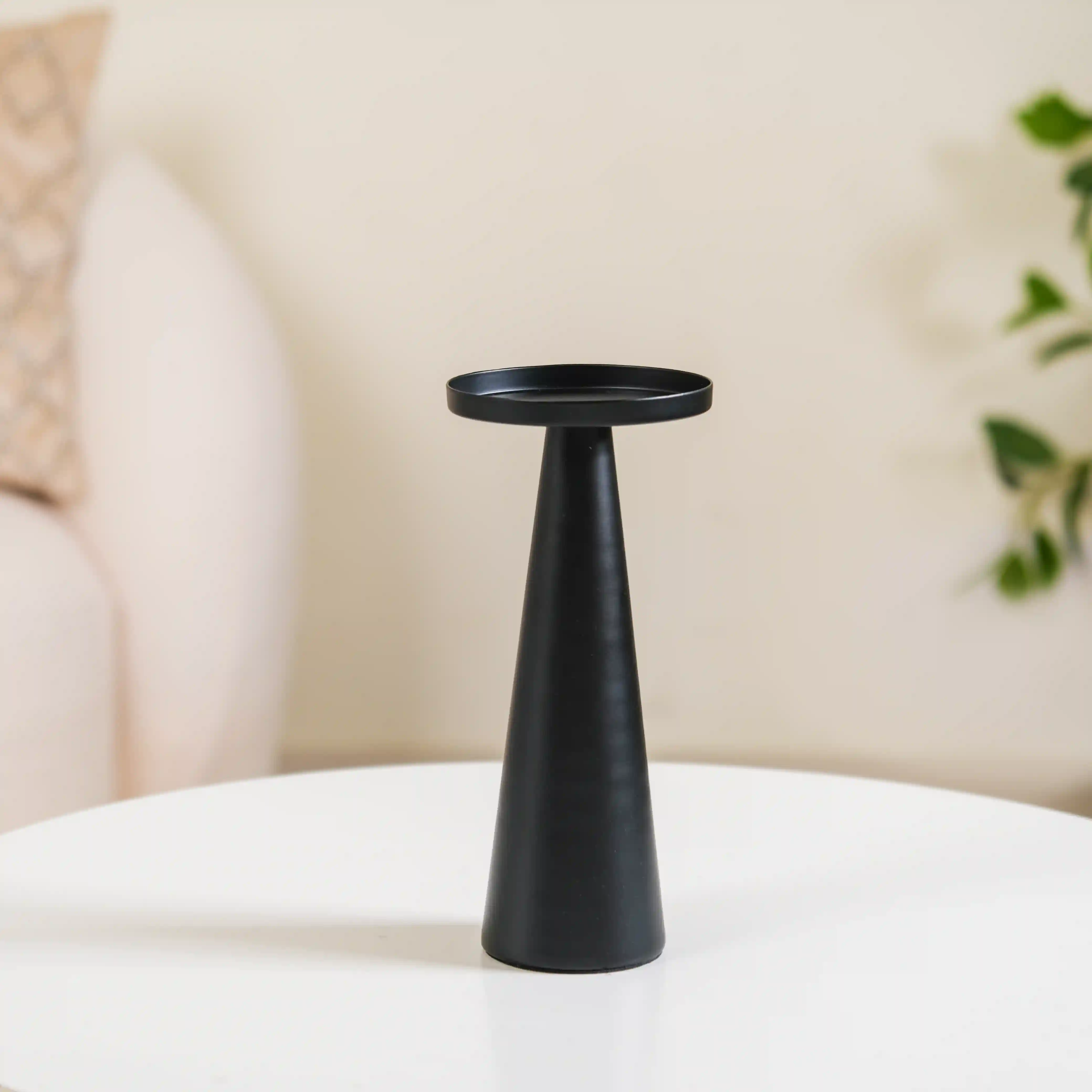 Matte Black Pillar Candle Stand Set Of 2 - Image 6