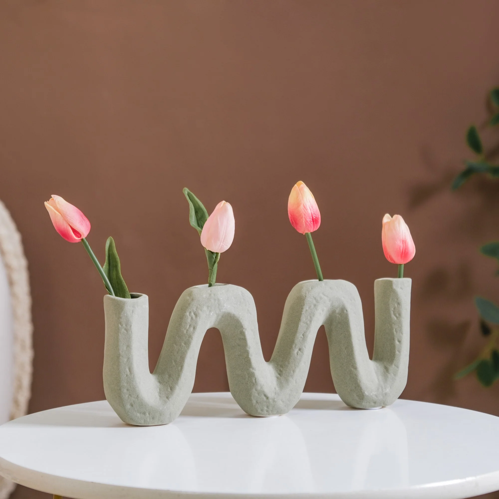 Matte Organic Chevron Vase