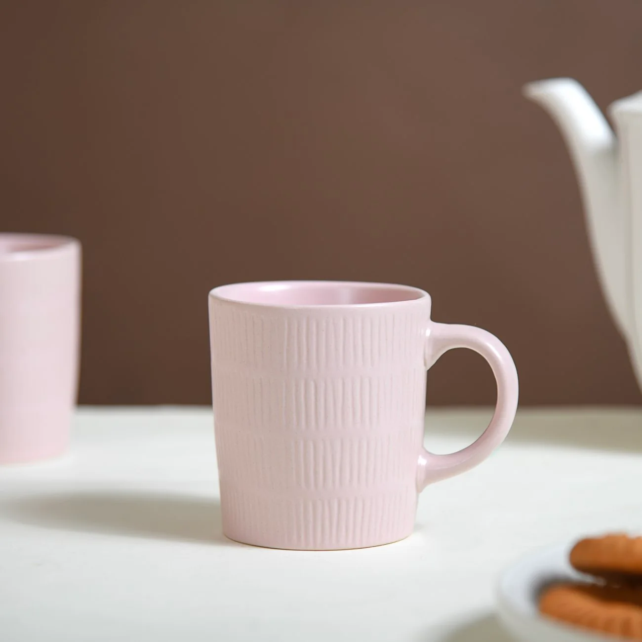 Matte Pink Ceramic Mug Set Of 6 220ml - Image 4