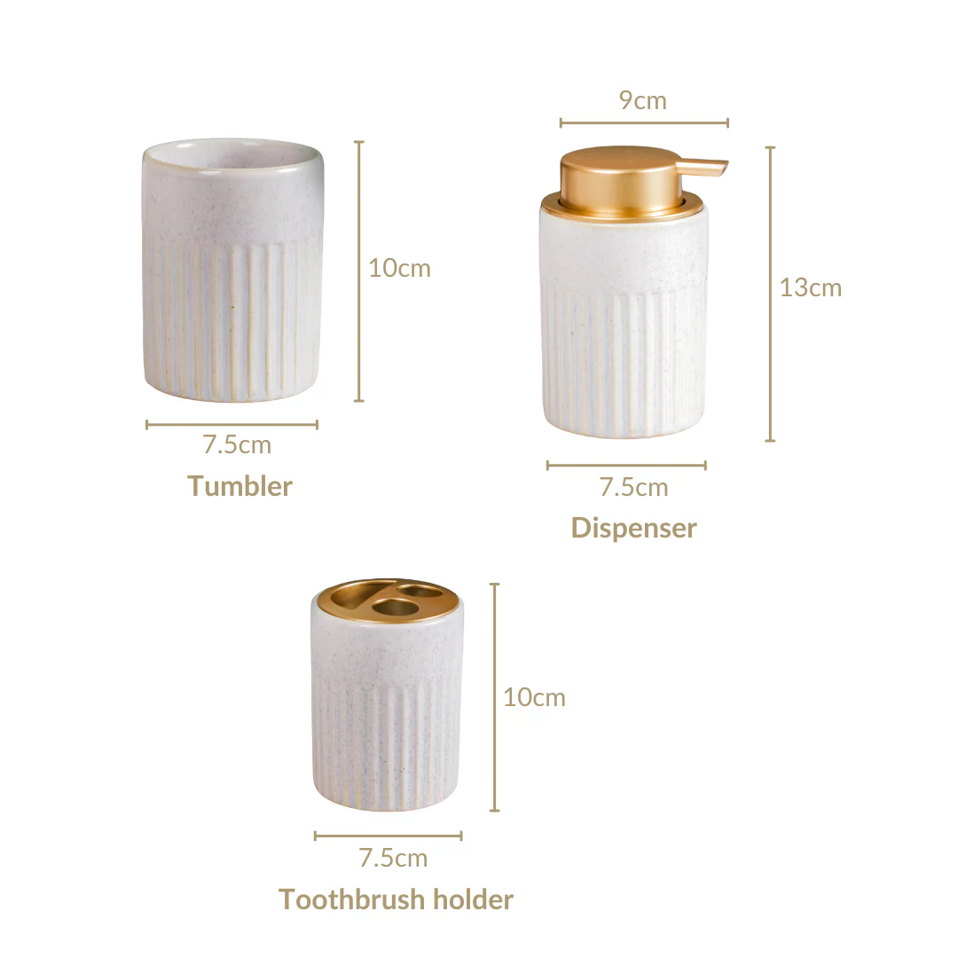 Matte Stoneware Finish Bathroom Set Of 3 - Image 7