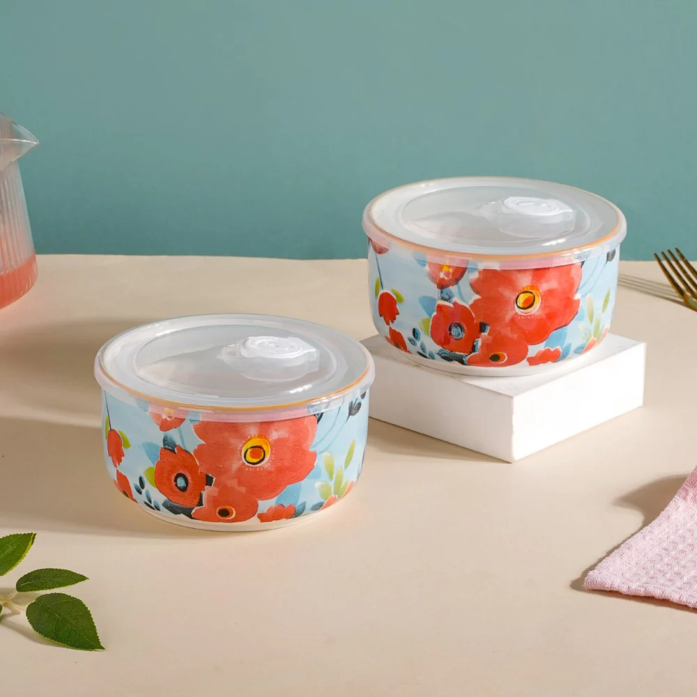 Meadow Muse Ceramic Lunch Box Blue 550 ml Set Of 2 - Image 15