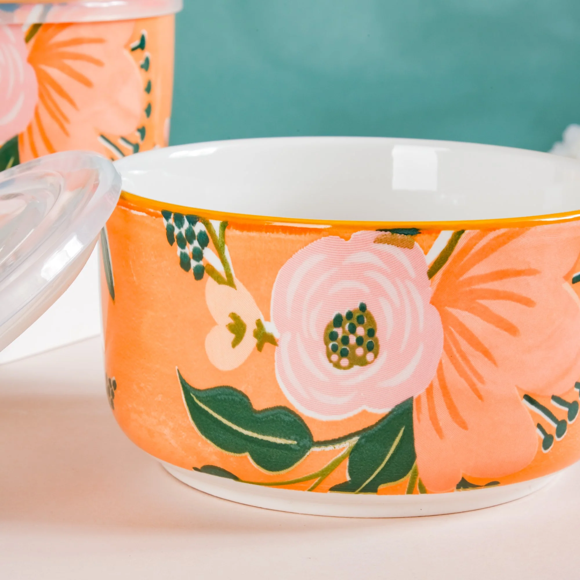 Meadow Muse Ceramic Lunch Box Orange 550 ml Set Of 2 - Image 10