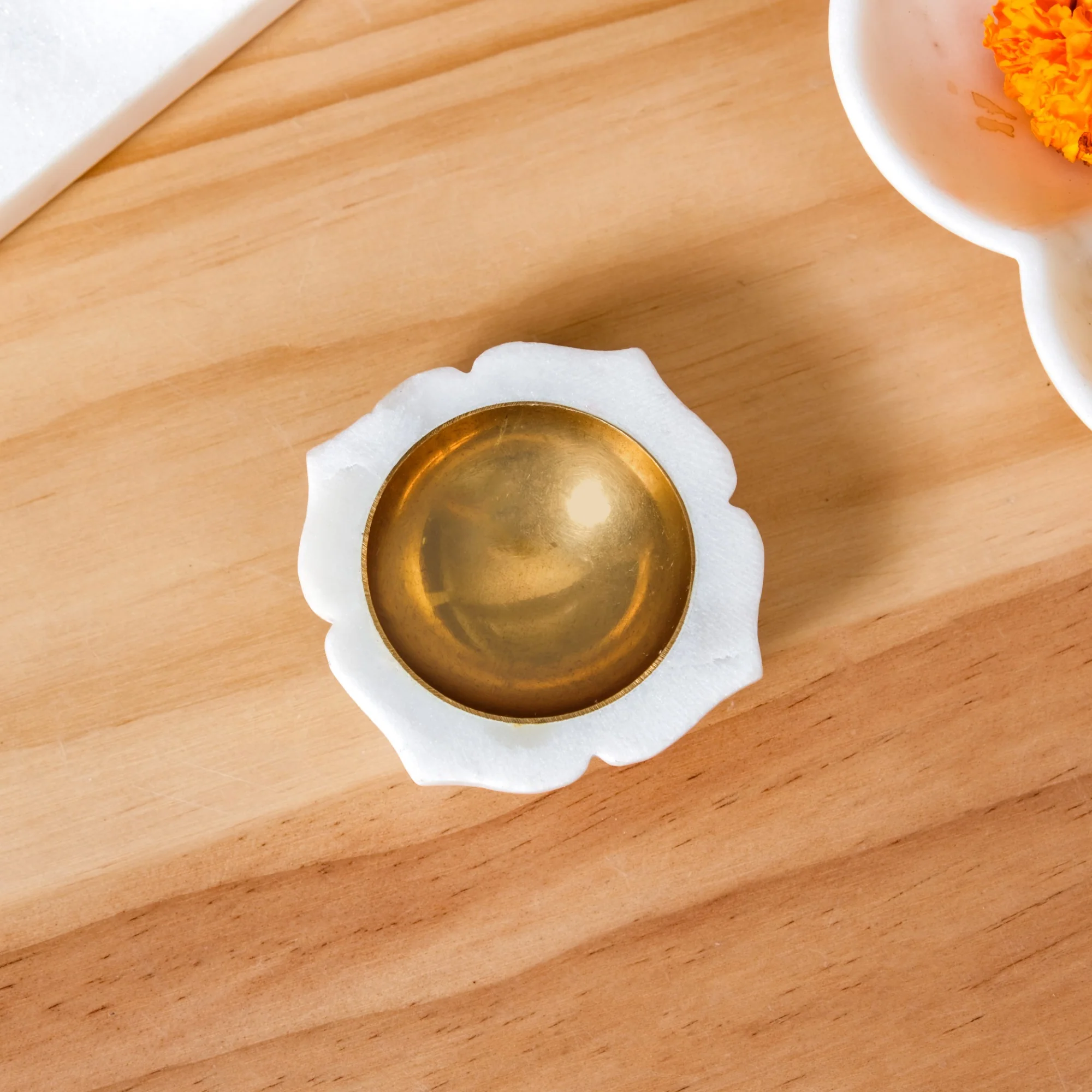 Mehrab Artistry Marble And Brass Diya Set Of 2 - Image 8