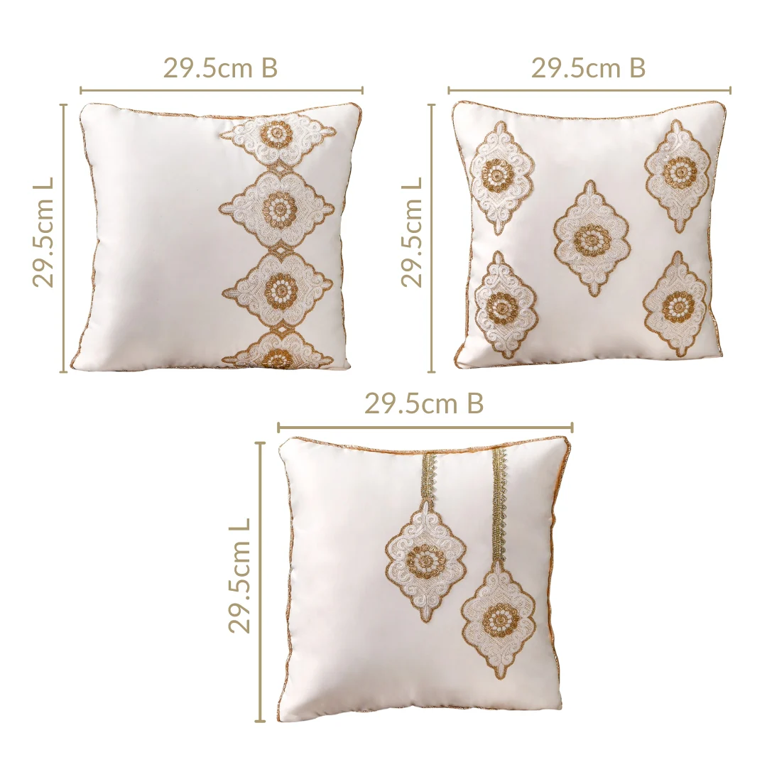 Mehrab Embroidered Zari Lace Cushion Cover Set Of 3 - Image 5