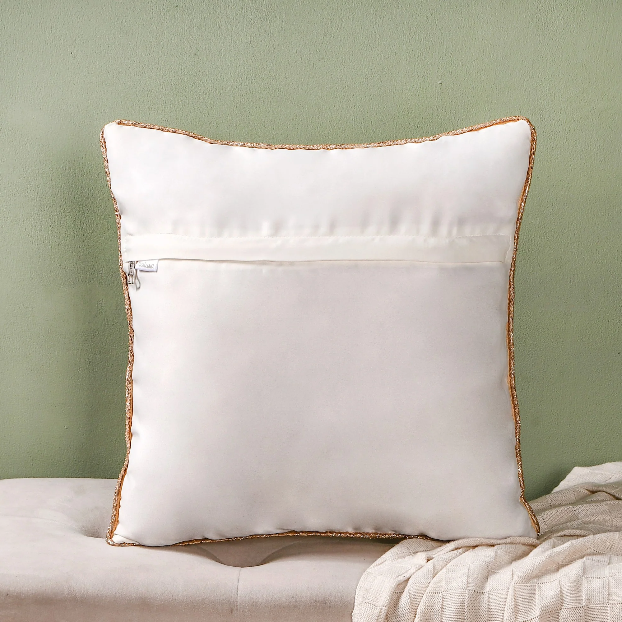 Mehrab Embroidered Zari Lace Cushion Cover Set Of 3 - Image 9
