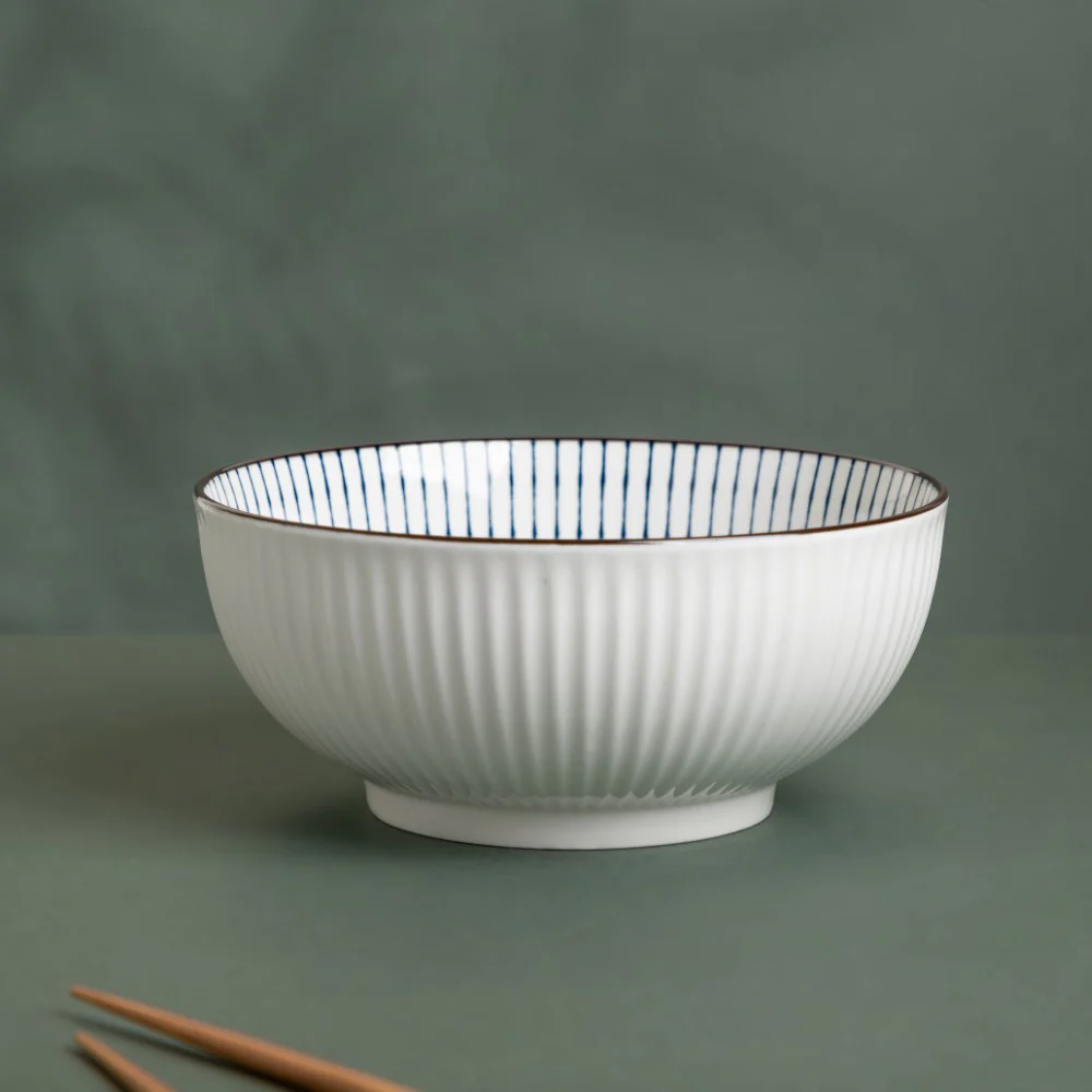 Meraki Striped Ceramic Serving Bowl 800 ml - Image 3
