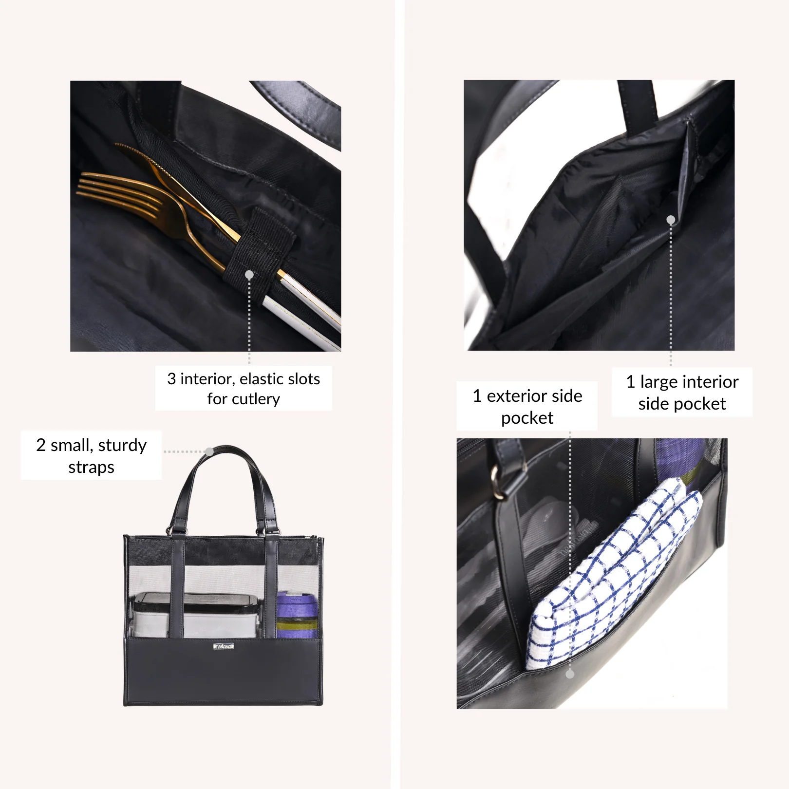 Mesh Lunch Bag Black - Image 6