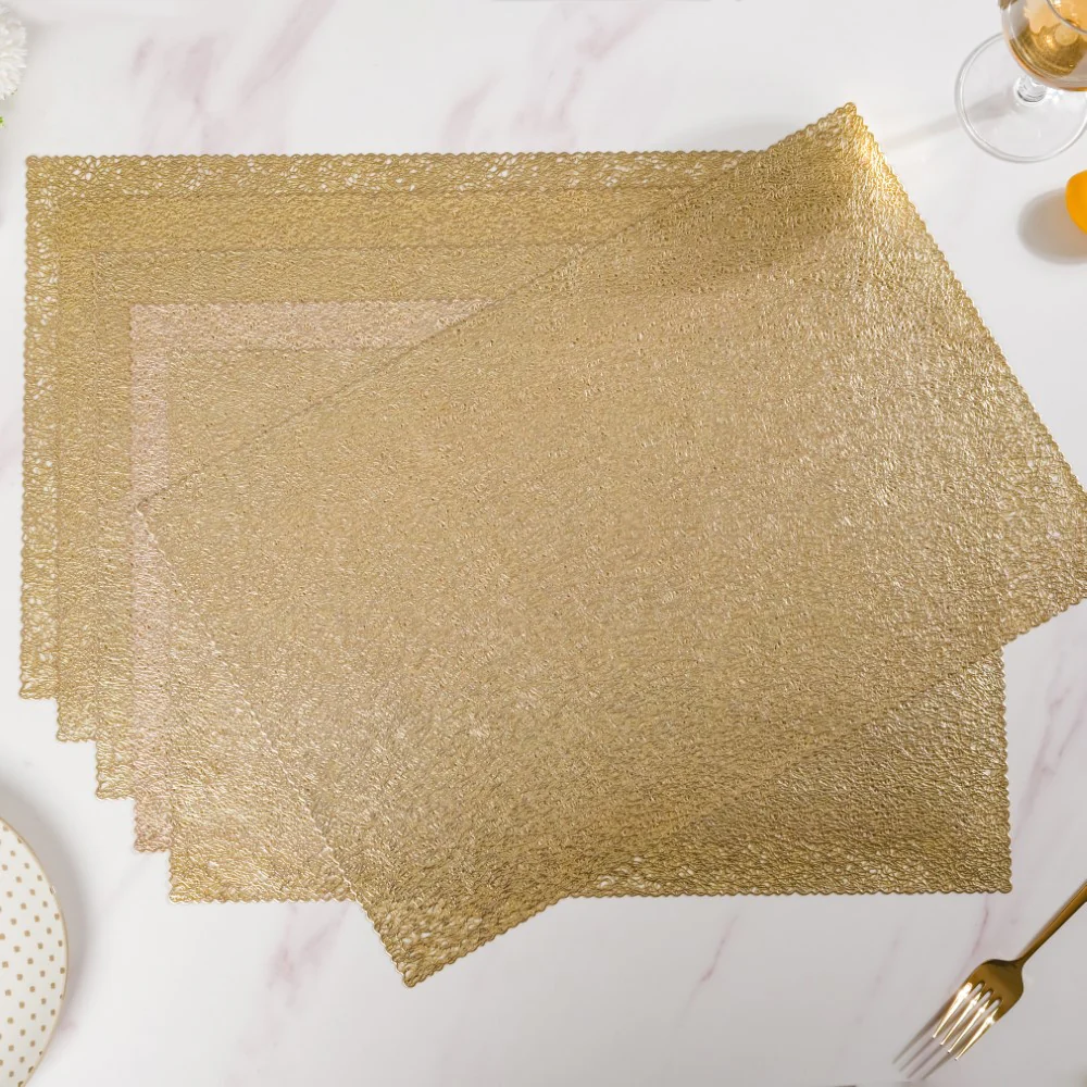Mesh Table Mat Gold Set Of 6 17x11 Inch - Image 10