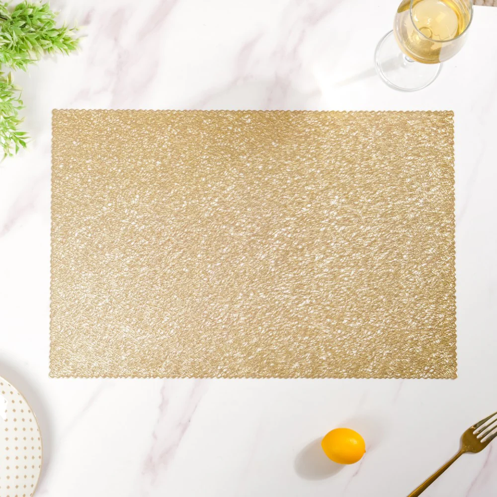 Mesh Table Mat Gold Set Of 6 17x11 Inch - Image 7