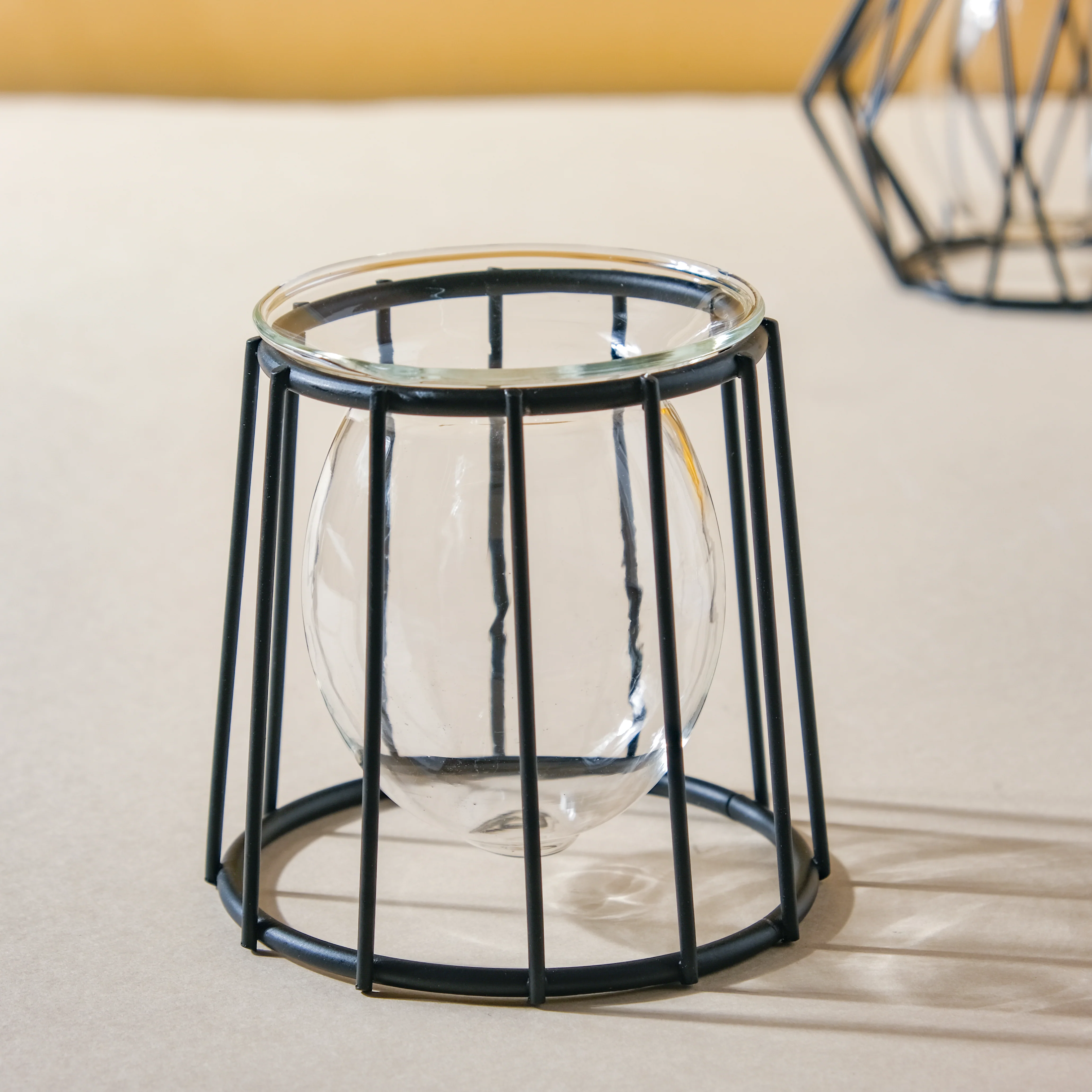 Metal and Glass Planter - Black - Image 6