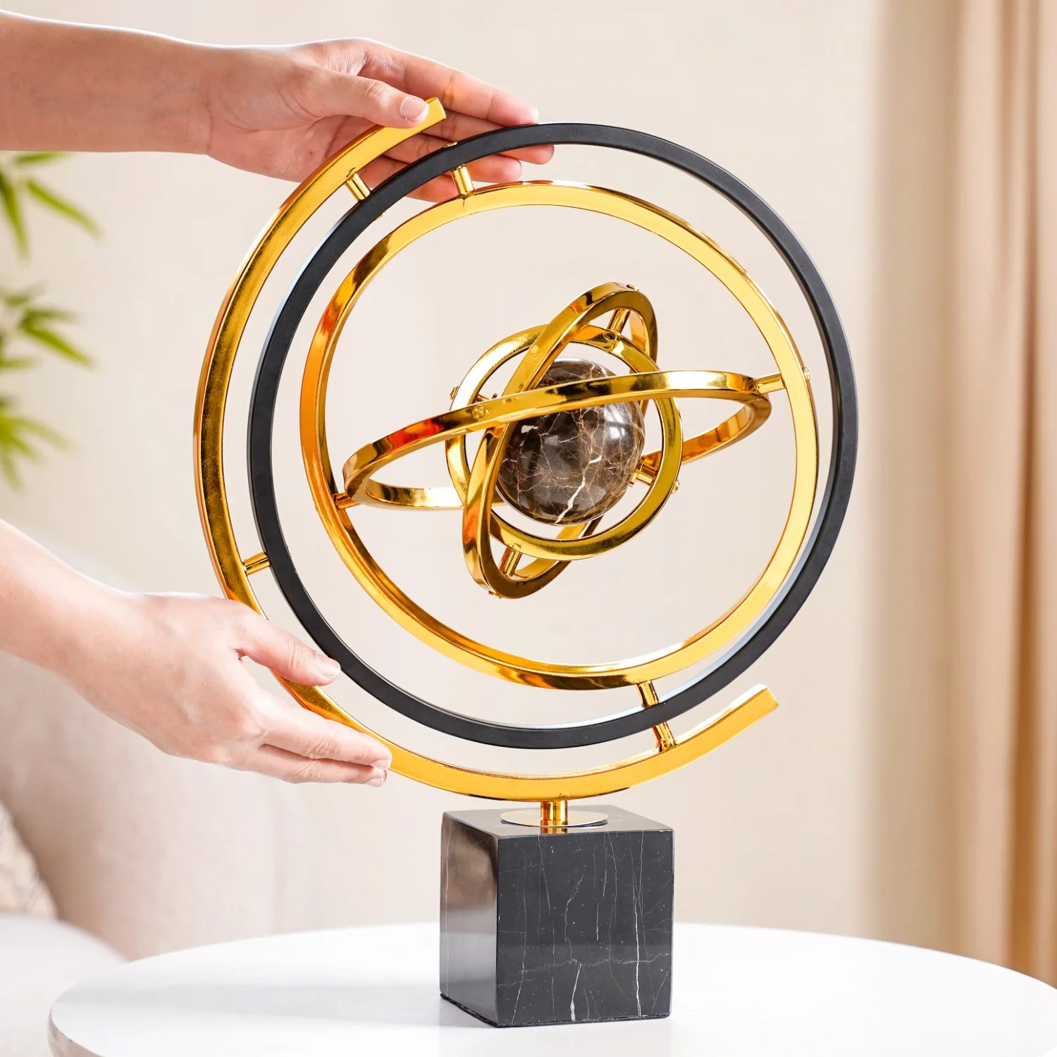 Metal Armillary Sphere Interactive Decor Showpiece - Image 3