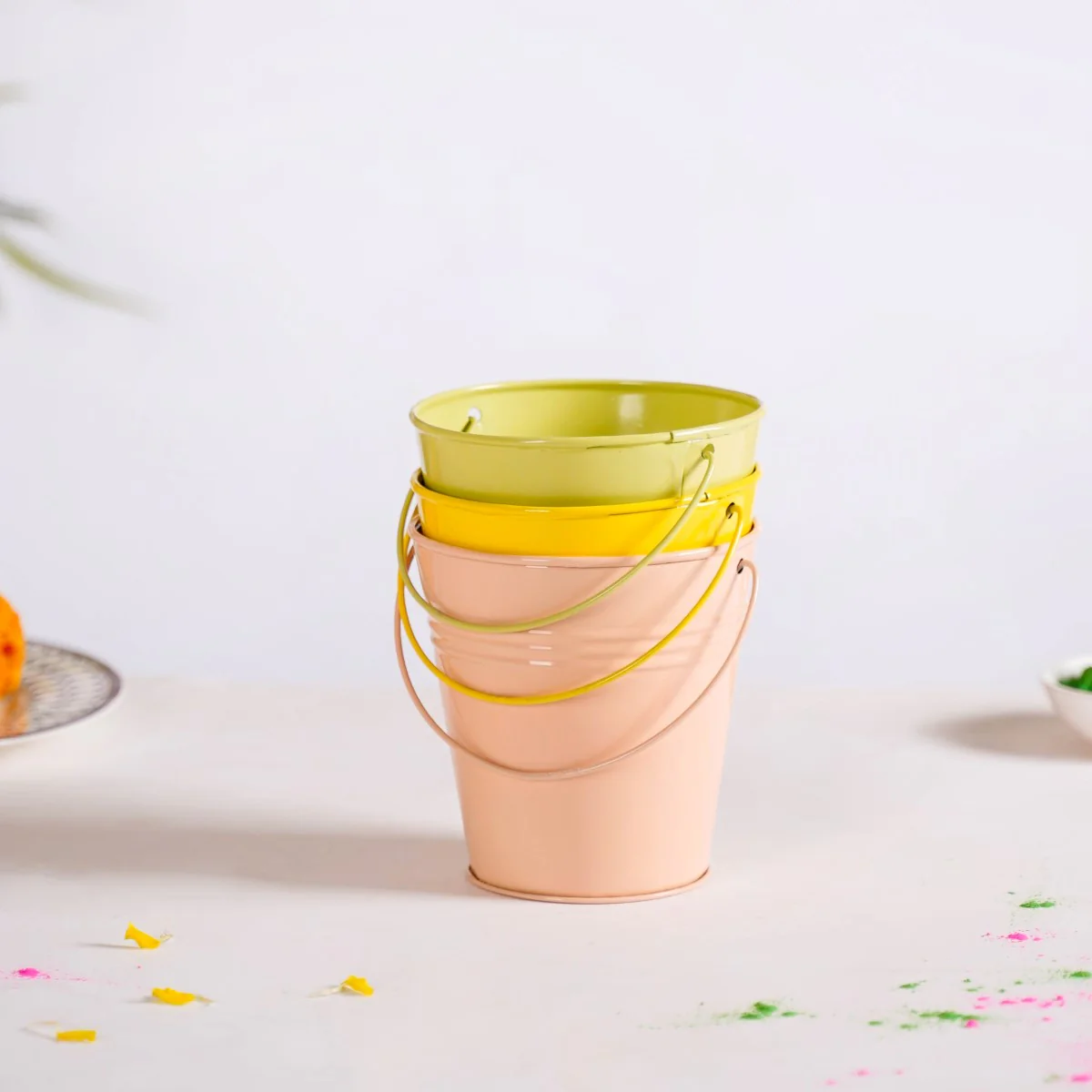 Metal Bucket For Home Decoration Set Of 3 - Image 3