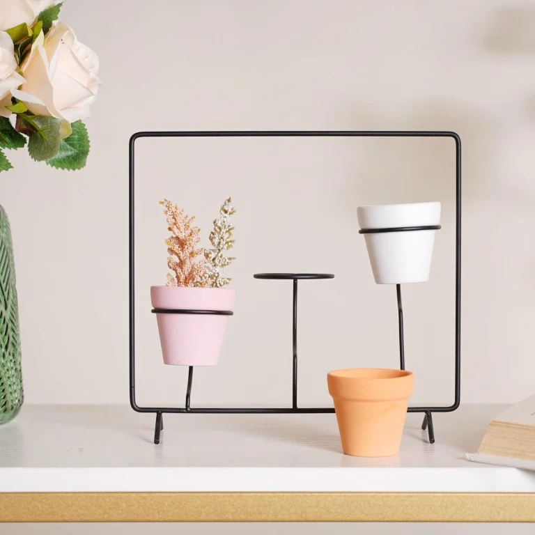 Metal Ceramic Planter with Stand - Image 4