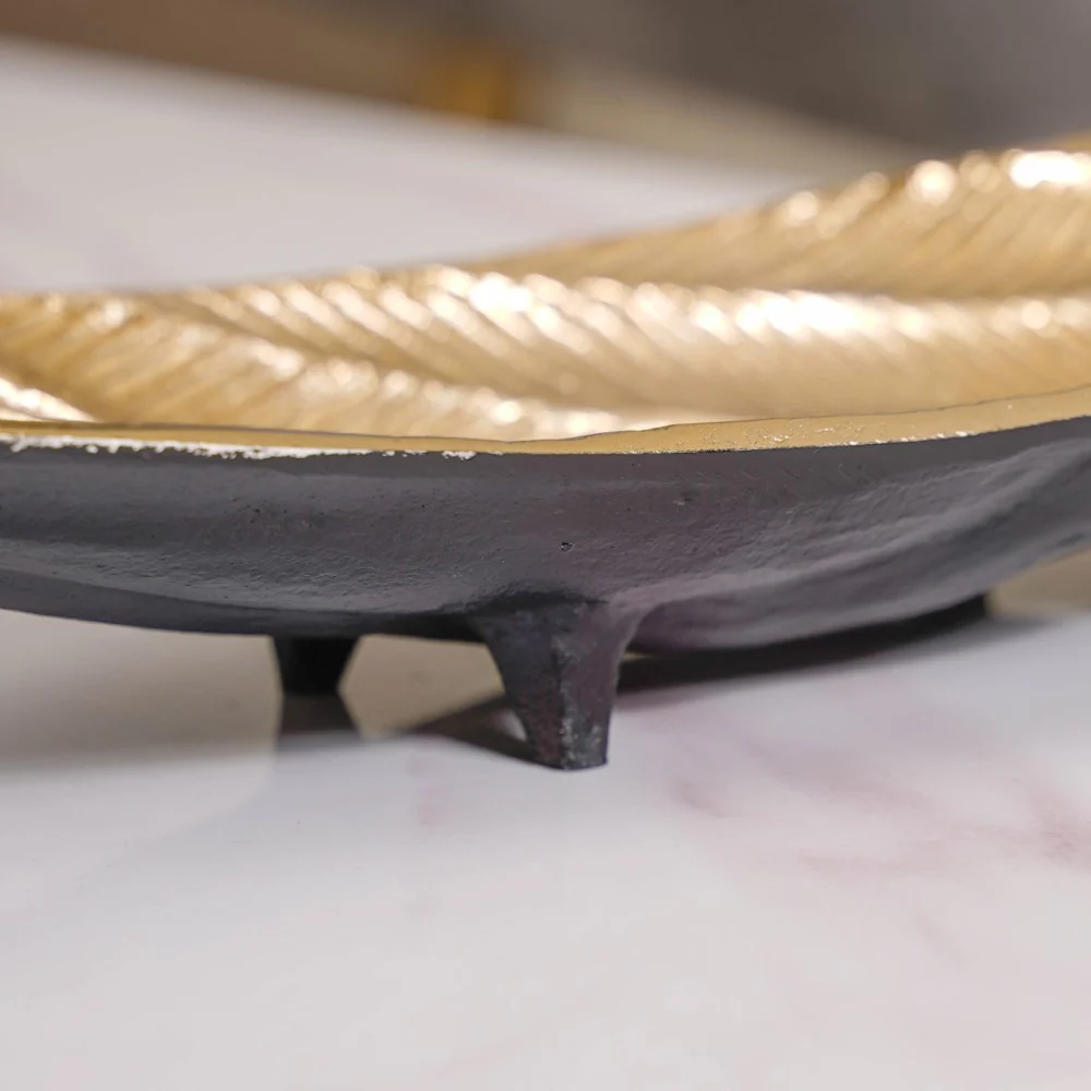 Metal Decorative Platter For Table Gold - Image 8