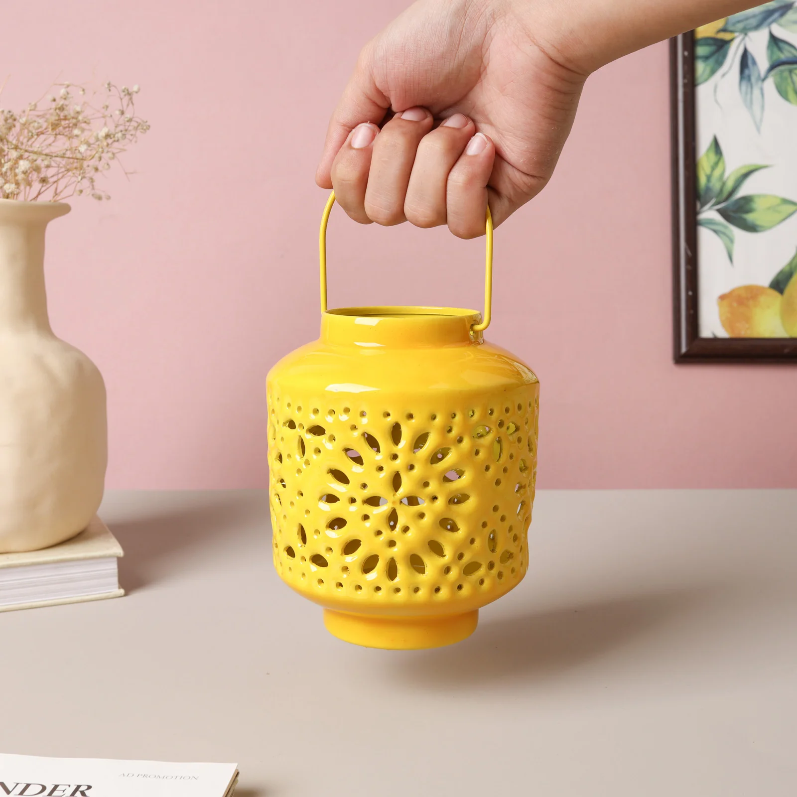 Metal Lantern Yellow