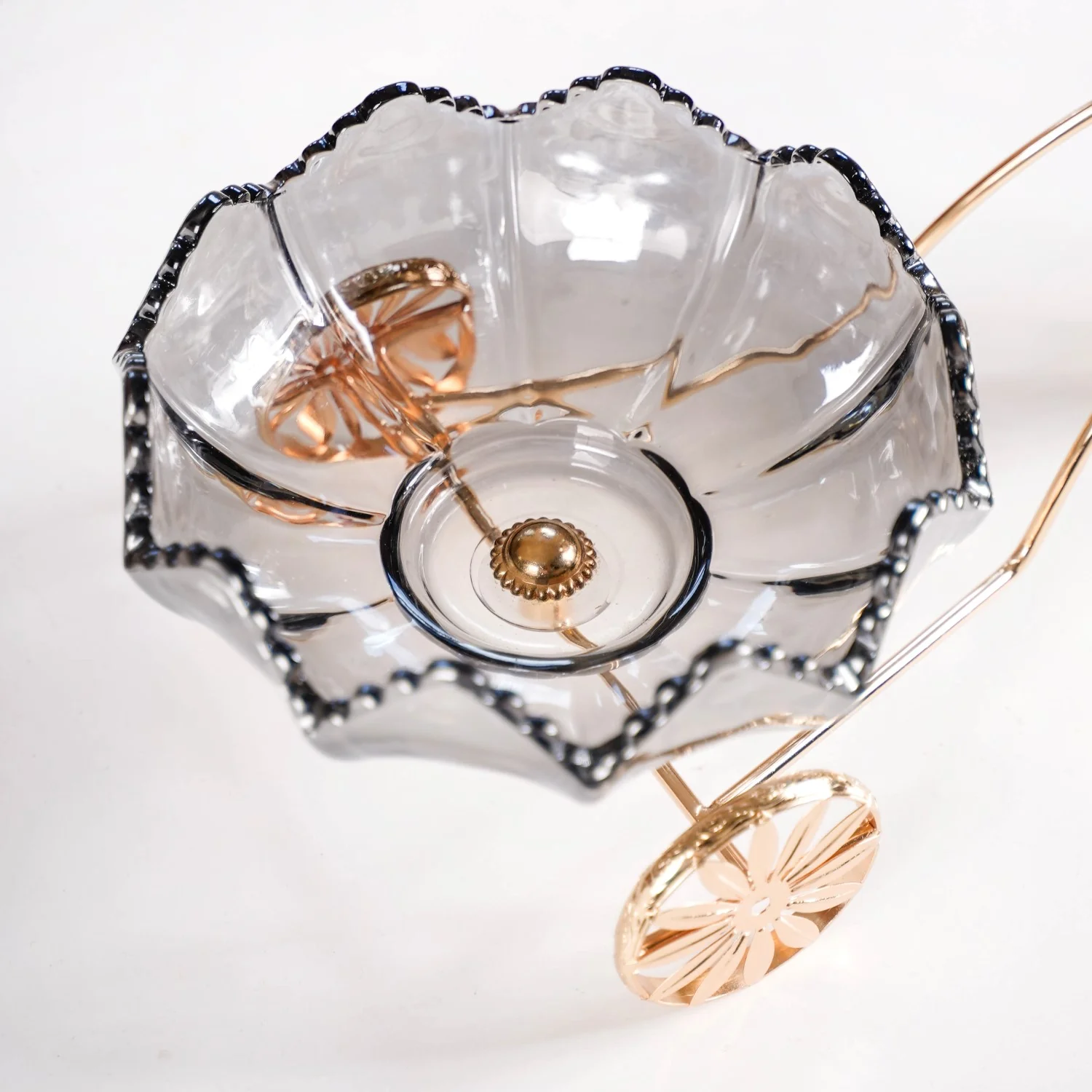Metal Tricycle Stand With Decorative Glass Bowls - Image 6