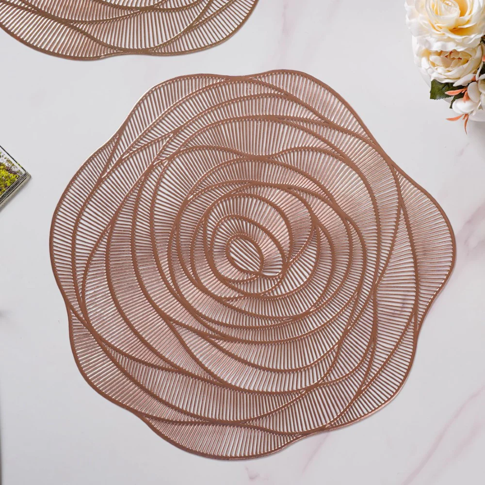 Metallic Rose Placemat Bronze Set Of 6 15 Inch - Image 5