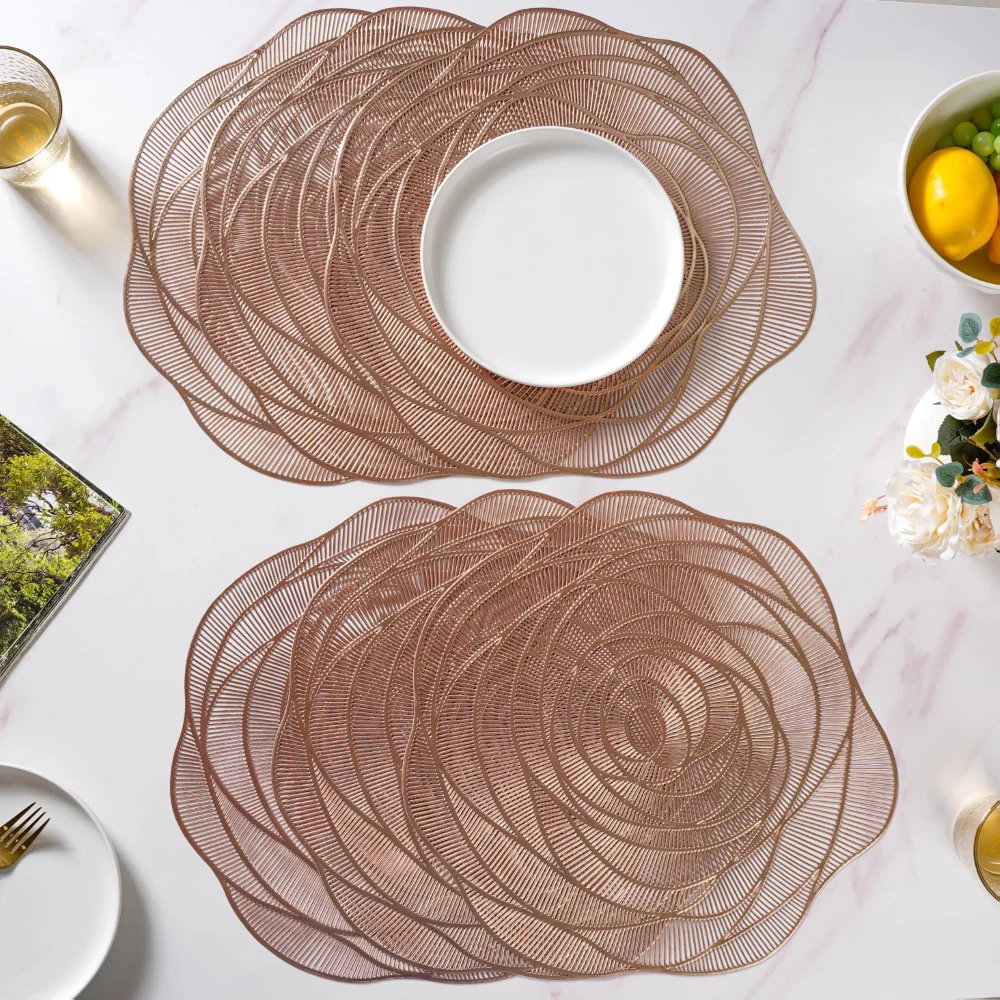 Metallic Rose Placemat Bronze Set Of 6 15 Inch - Image 8