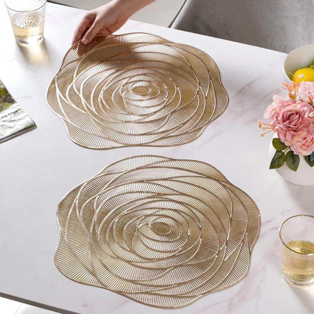 Metallic Rose Placemat Gold Set Of 6 15 Inch - Image 2