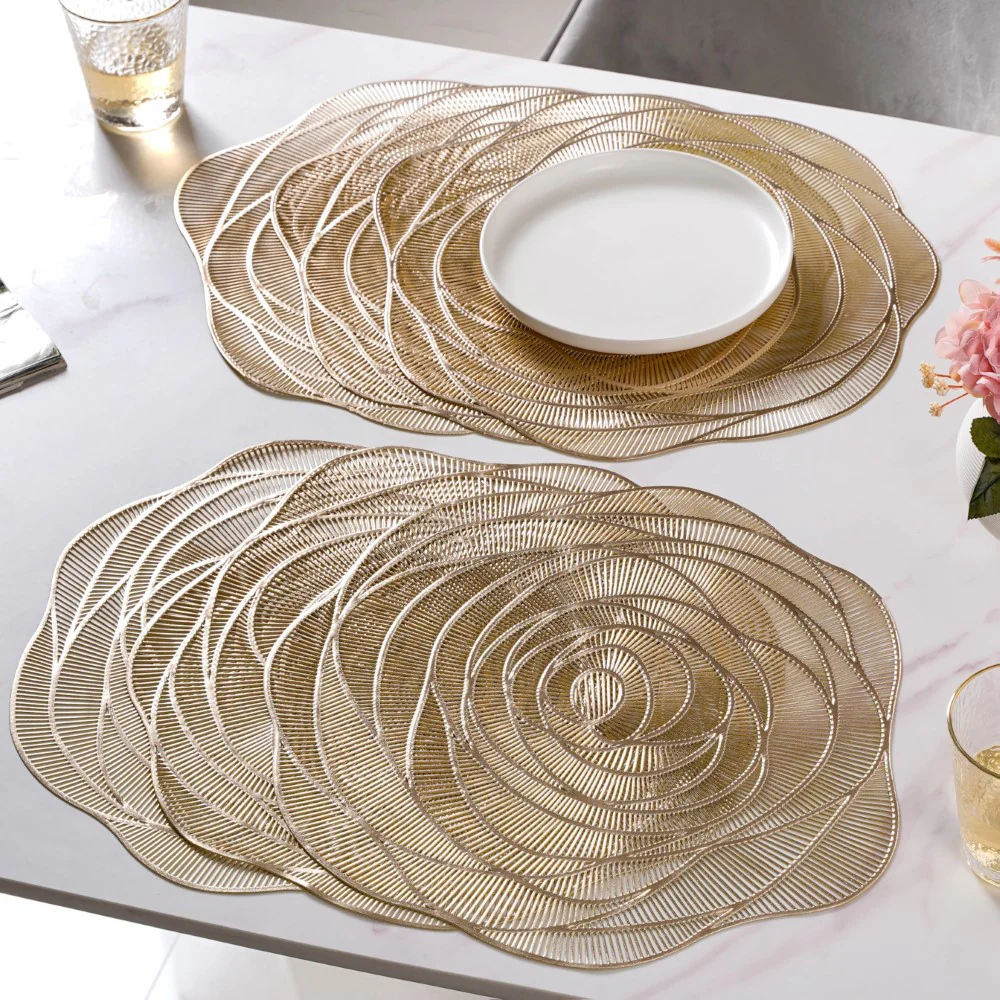 Metallic Rose Placemat Gold Set Of 6 15 Inch - Image 4