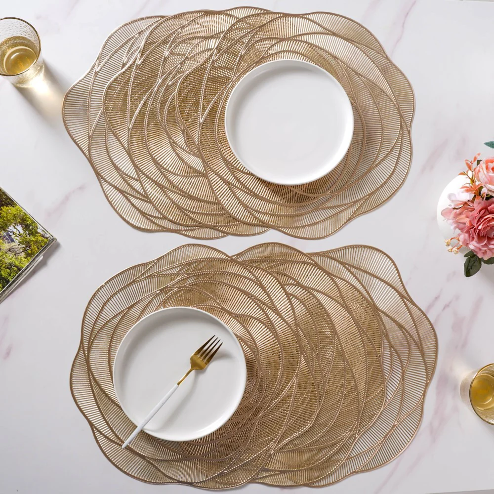 Metallic Rose Placemat Gold Set Of 6 15 Inch - Image 8