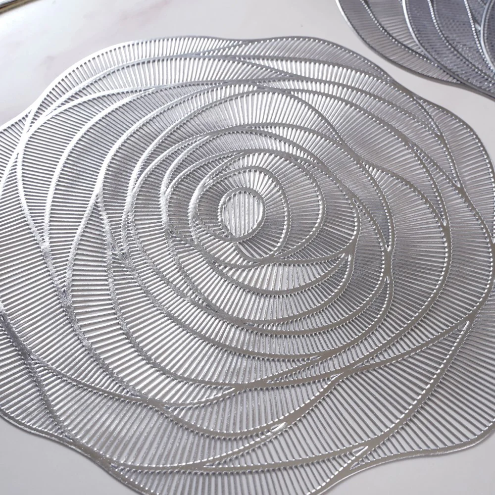 Metallic Rose Placemat Silver Set Of 6 15 Inch - Image 7