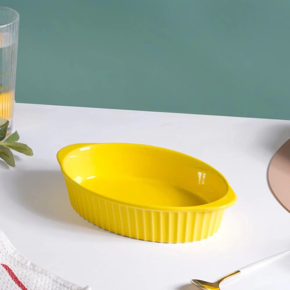 Oval Microwave Baking Pan Yellow 8.5 Inch - Image 6
