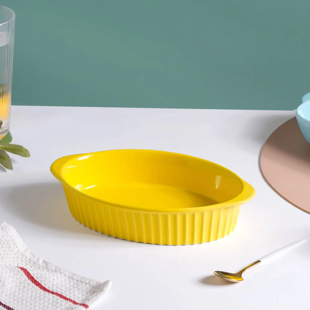 Oval Microwave Baking Pan Yellow 8.5 Inch - Image 8