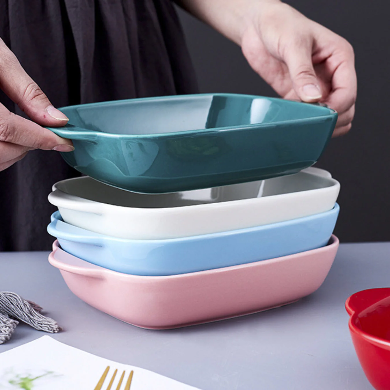 Microwave Oven Baking Dish Green 8.5 Inch