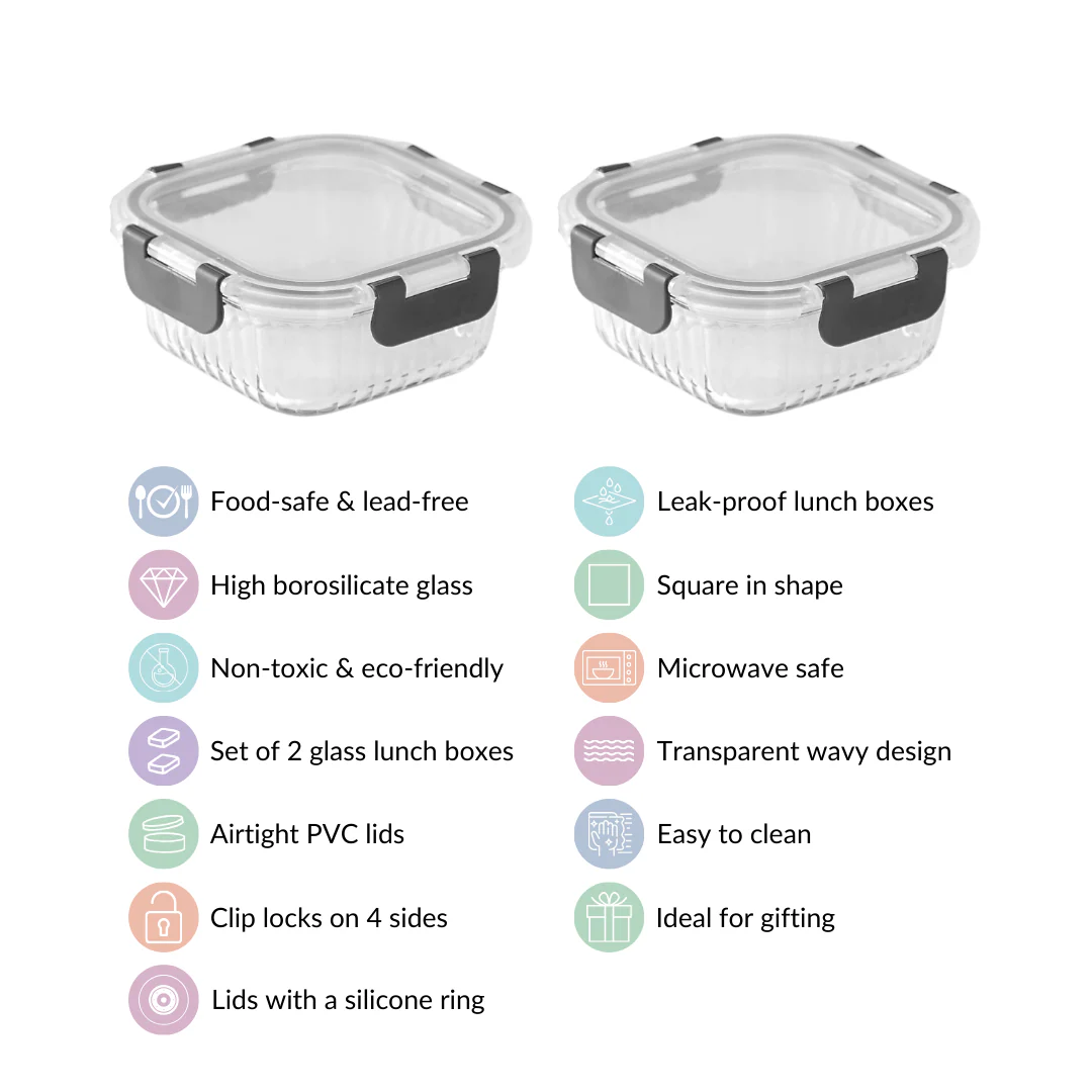 Microwave Safe Glass Food Storage Box Set Of 2 Fluted 500ml - Image 6