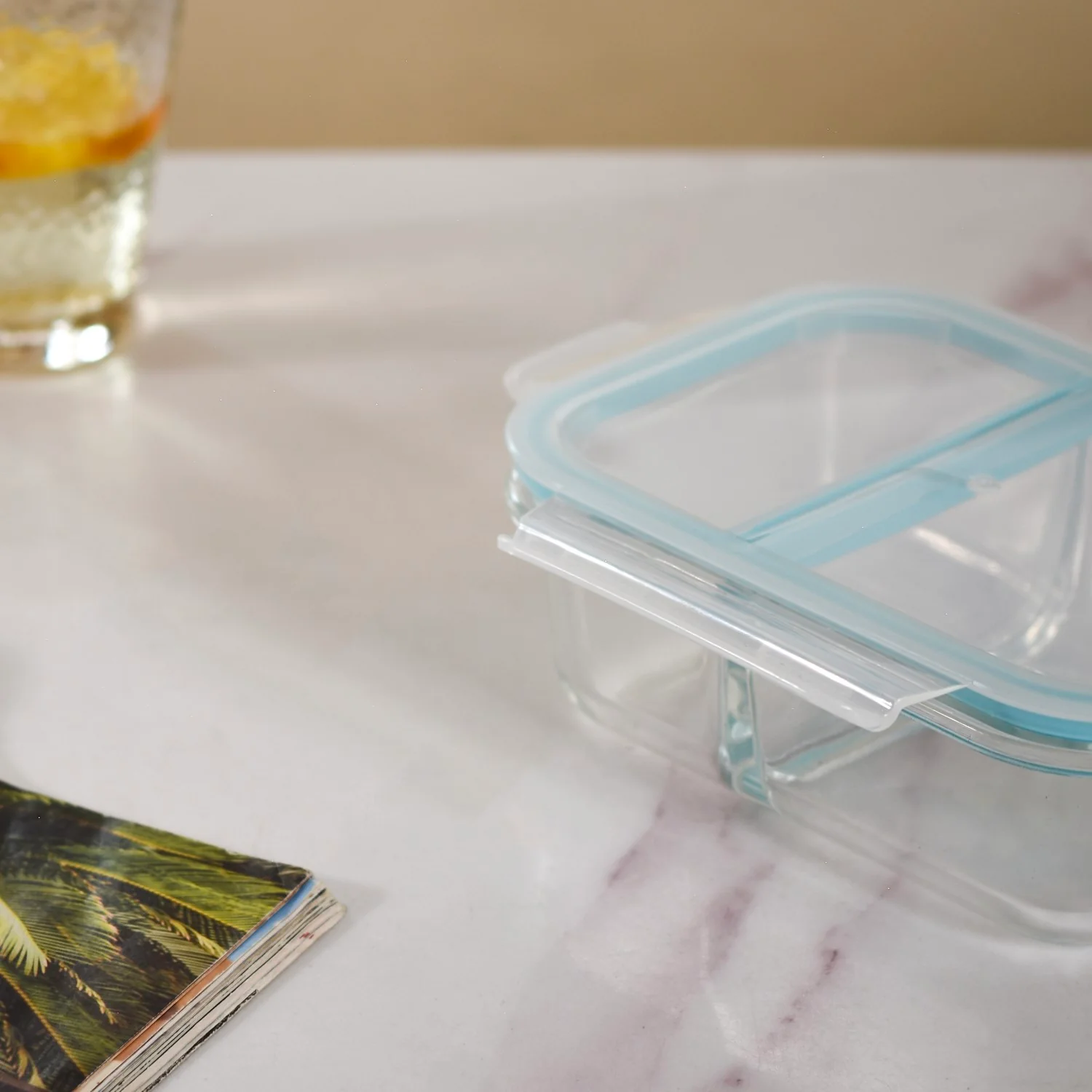 Microwave Safe Two Compartment Glass Lunch Box 600ml - Image 10