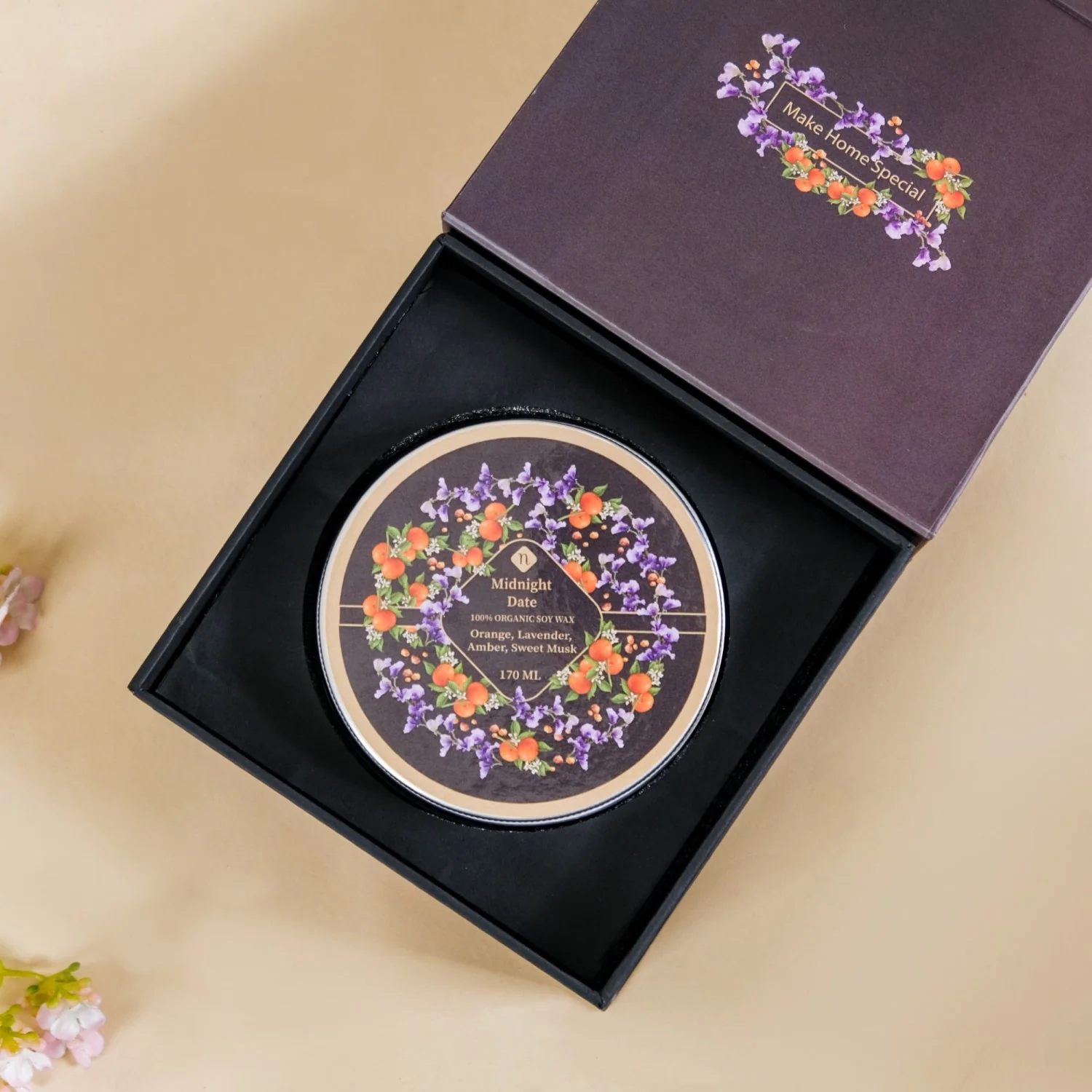 Midnight Date Scented Candle Jar For Aromatherapy 170ml - Image 12