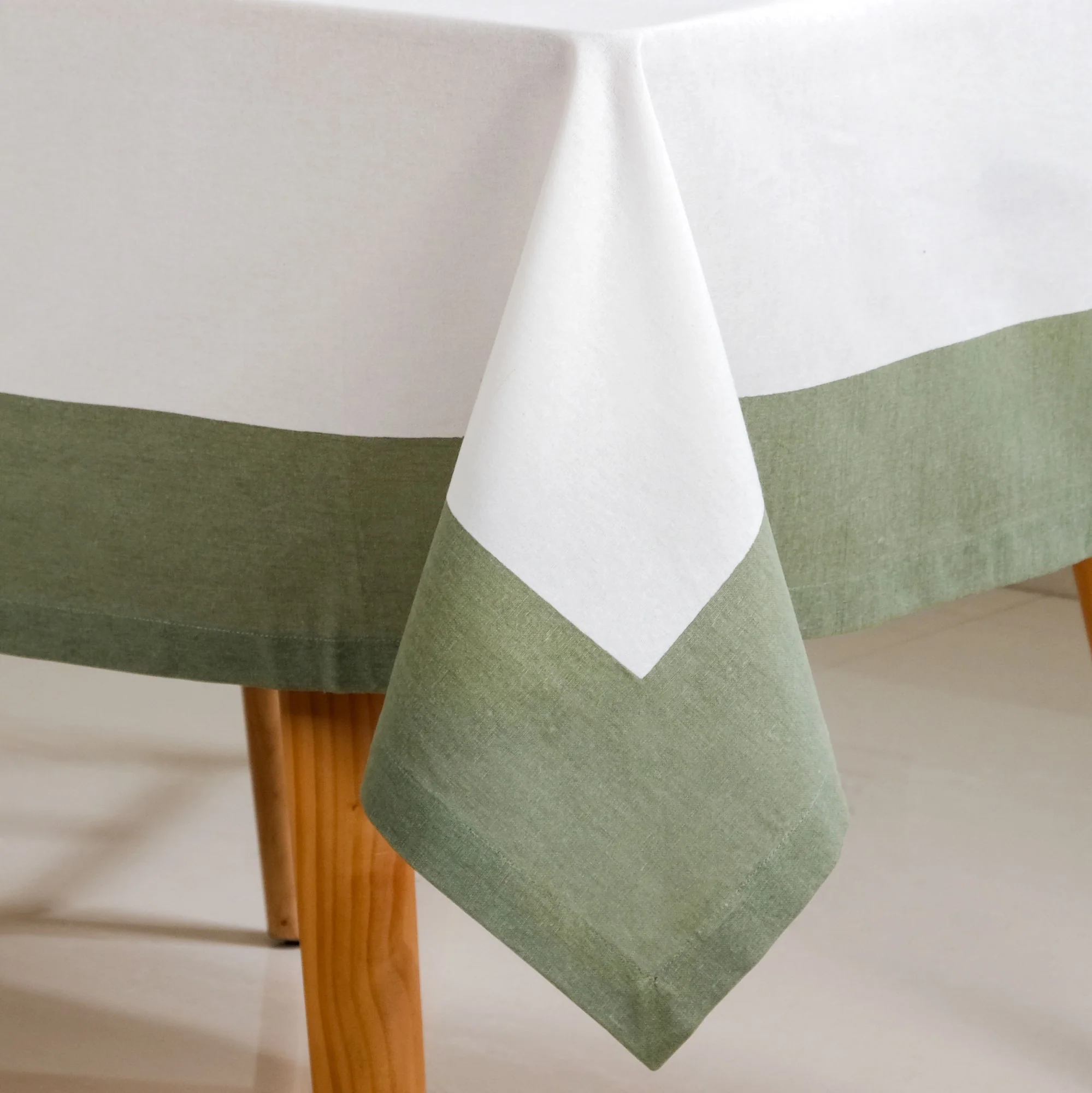Midori Cotton Tablecloth For 6 Seater In Sage Green 200x150cm - Image 5