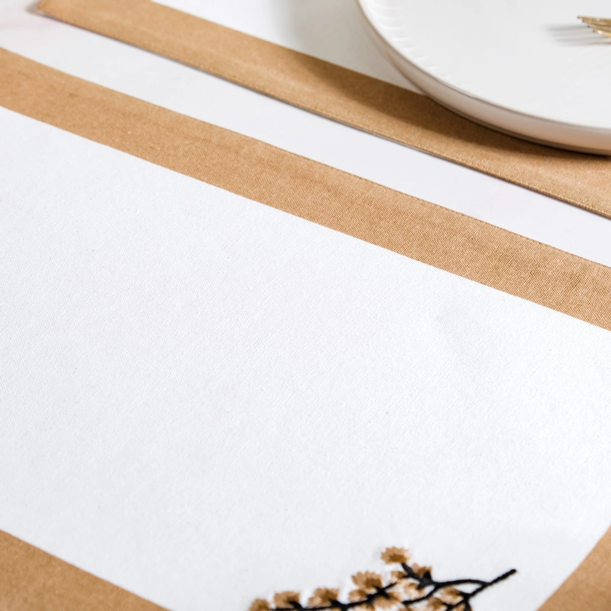 Midori Pure Cotton Table Mat Set Of 6 In Brown - Image 6