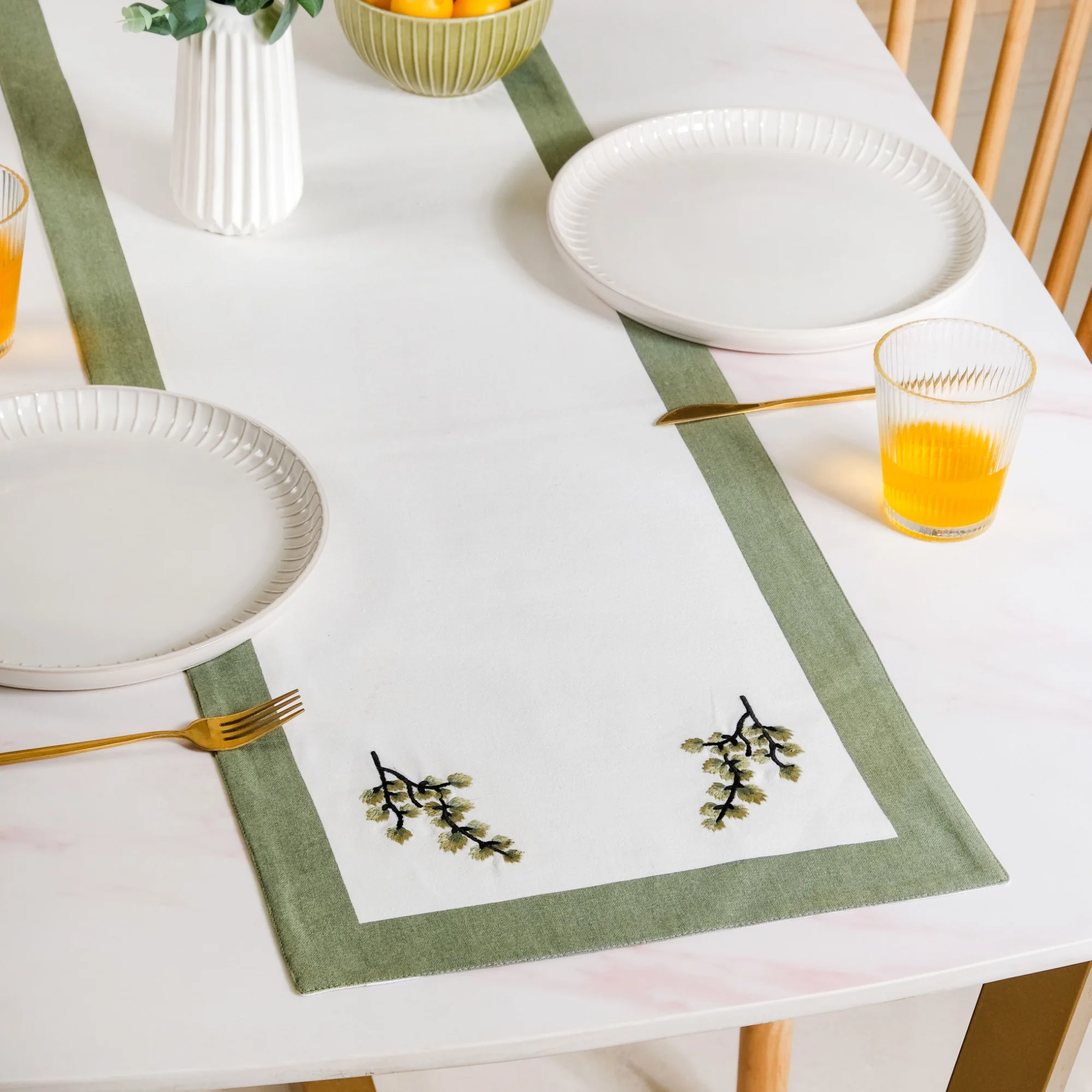 Midori Pure Cotton Table Placemat Runner And Napkin 13 Piece Set - Image 8