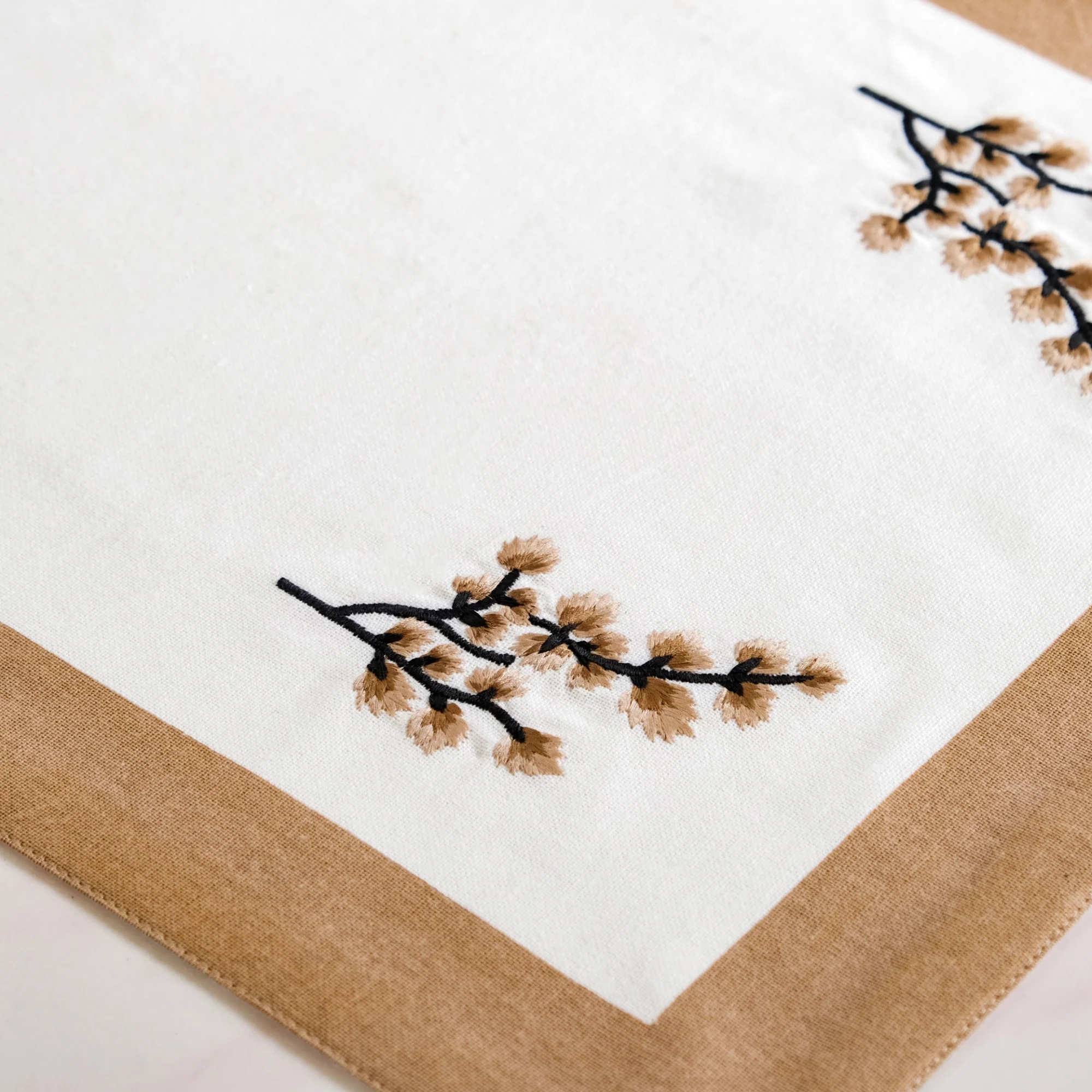 Midori Pure Cotton Table Runner And Placemat Set Of 7 In Brown - Image 6