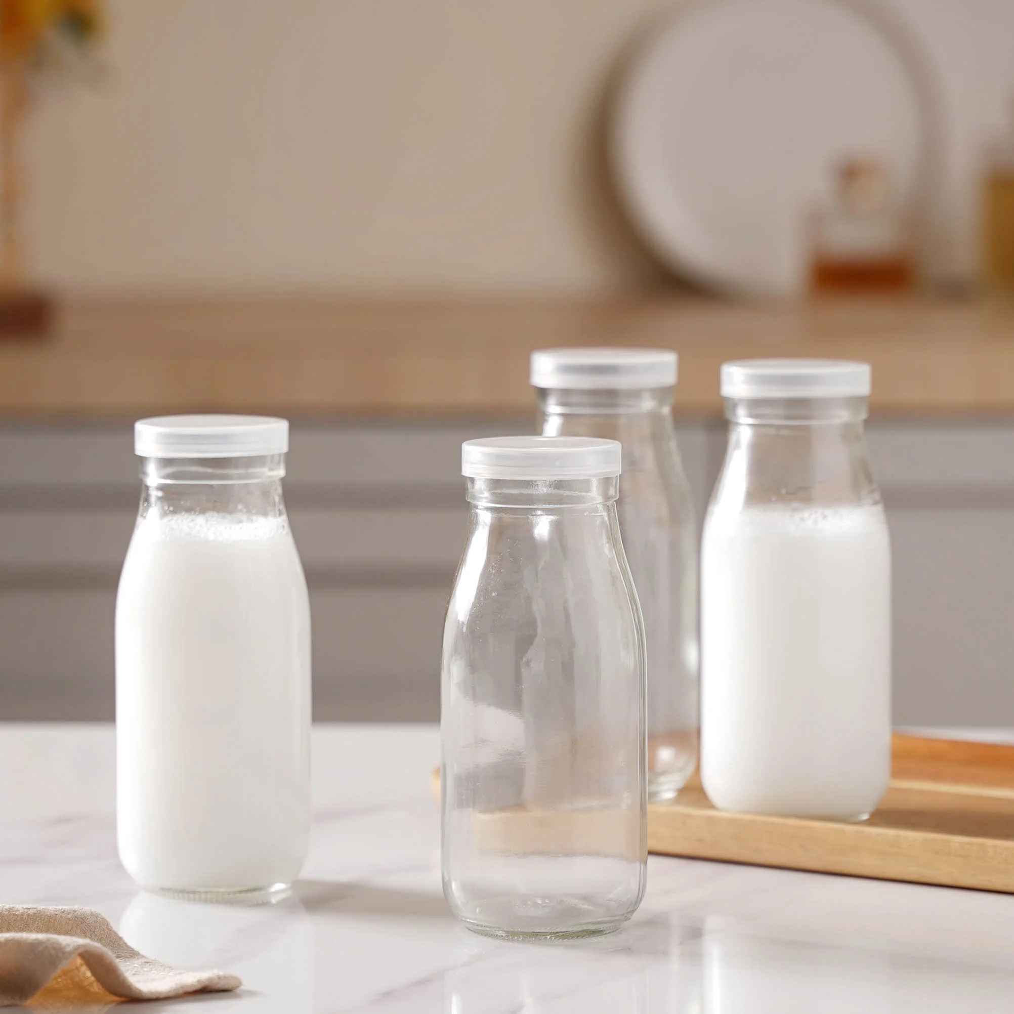 Milk Glass Bottle With Lid Set of 4 - Image 4