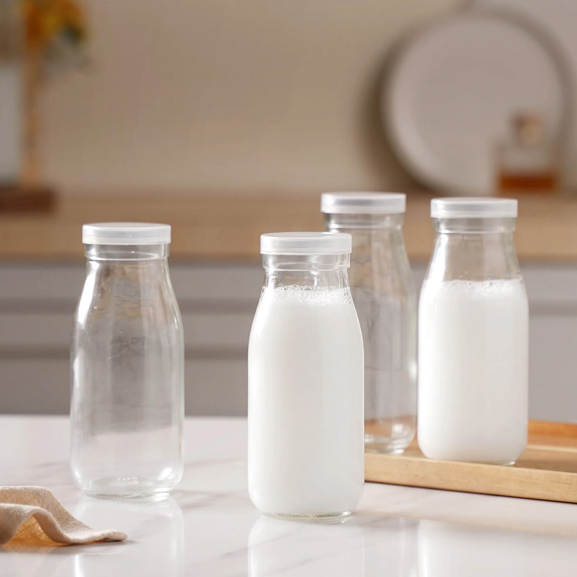 Milk Glass Bottle With Lid Set of 4 - Image 6