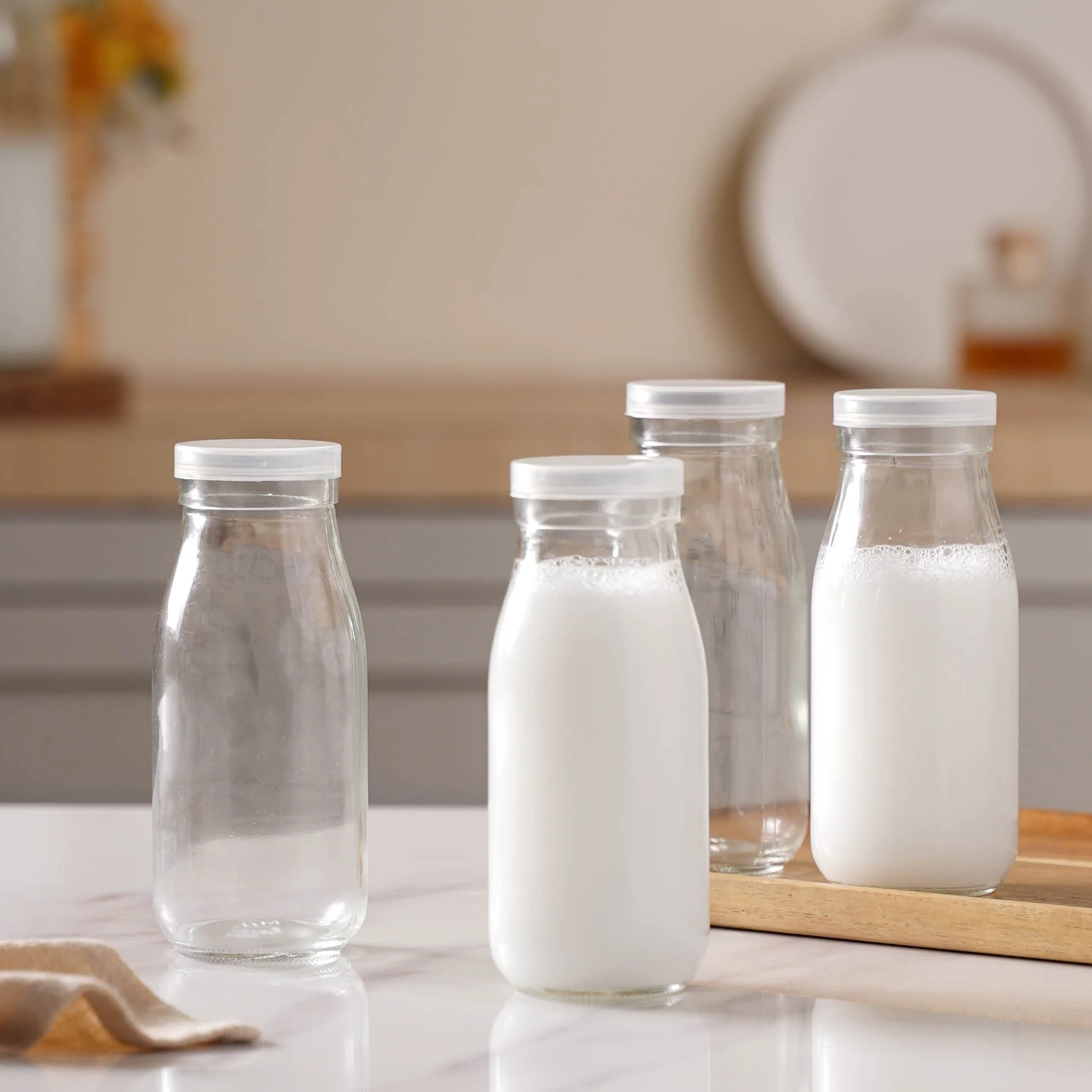 Milk Glass Bottle With Lid Set of 4 - Image 7