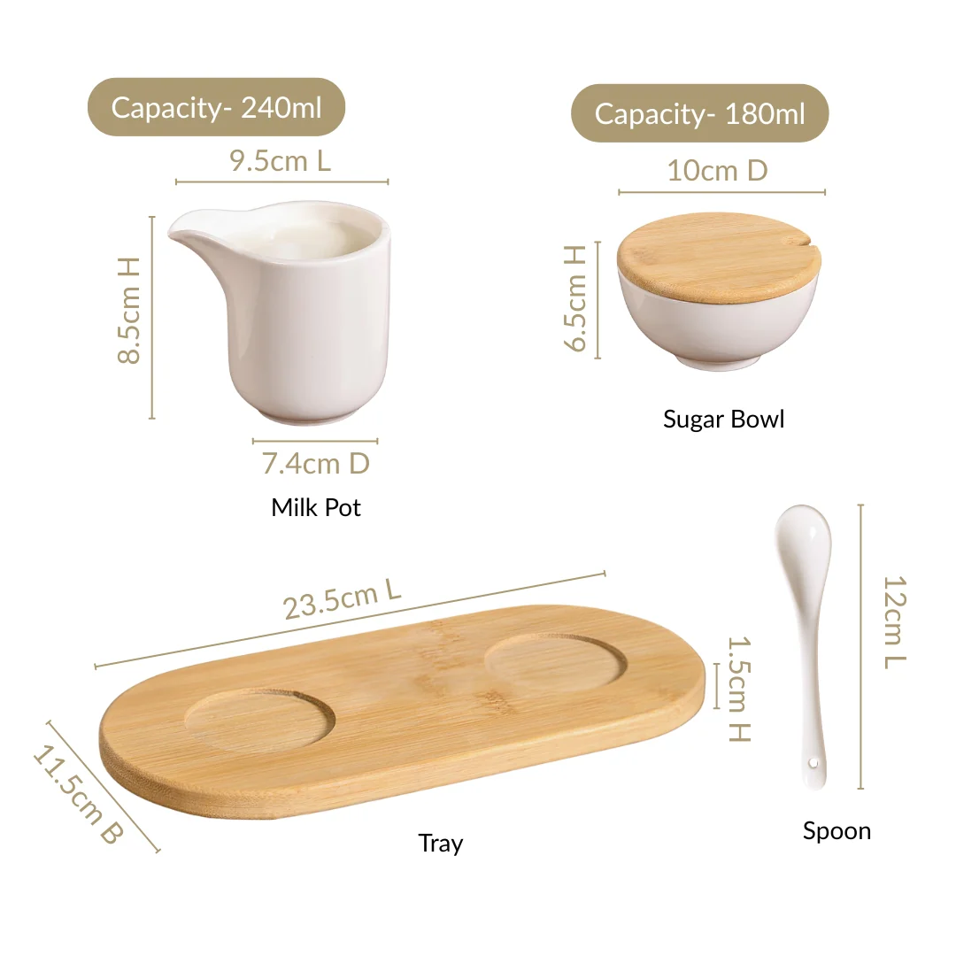 Milk Pot And Sugar Bowl With Stand And Spoon - Image 4