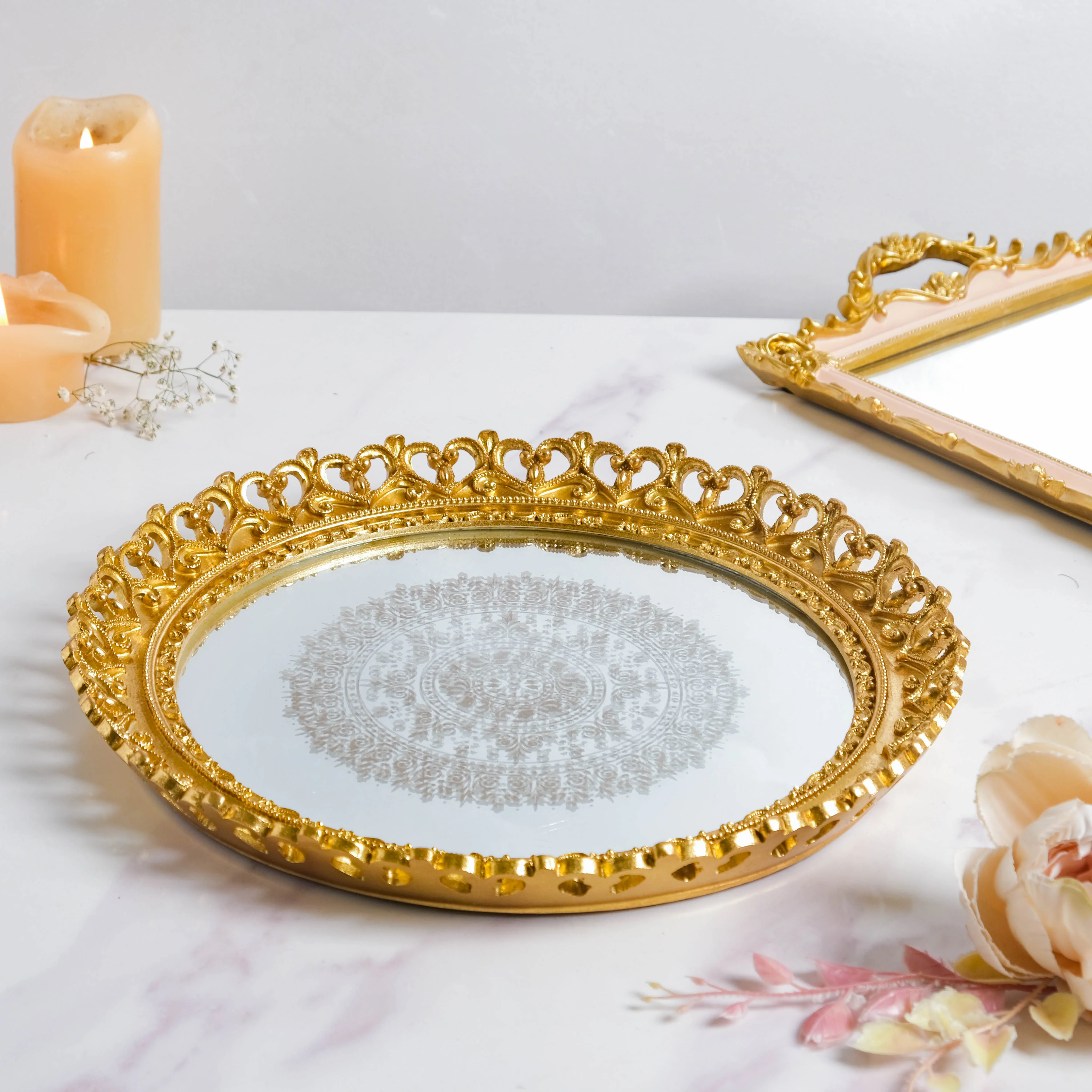 Minerva Art Deco Mirror Gold Tray - Image 3