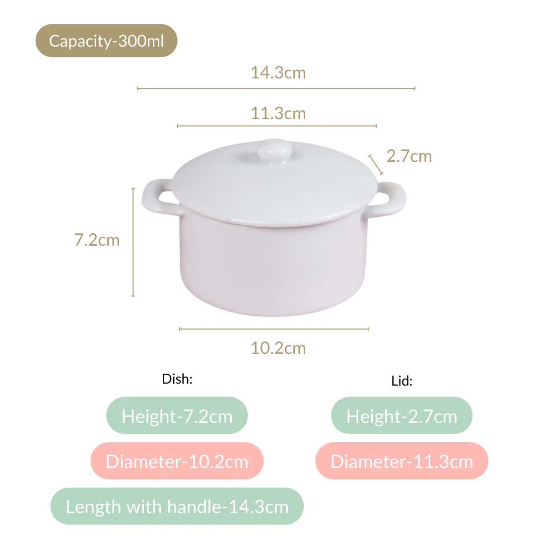 Mini Ceramic Casserole Dish With Lid White Set Of 2 - Image 4