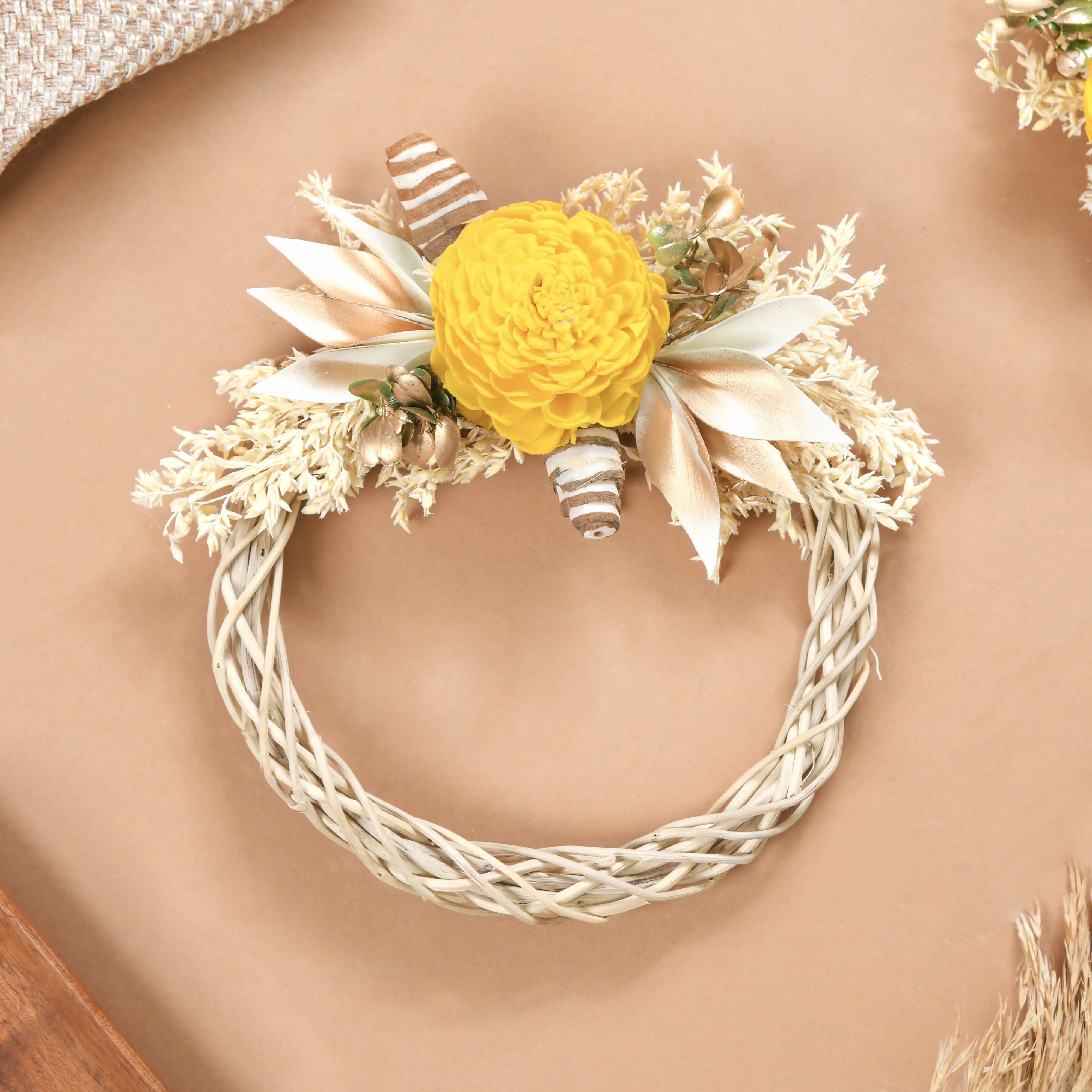 Mini Floral Garland Wreath For Wall Decor Set Of 4 - Image 3